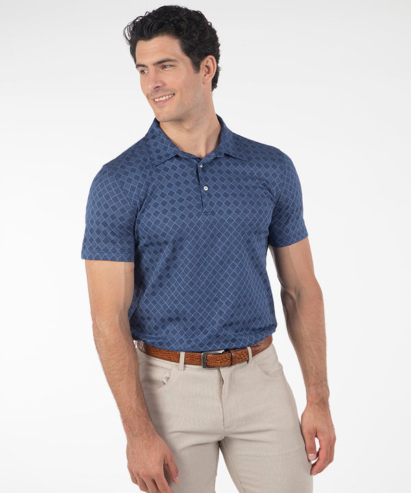 Heritage Loreto Diamond Grid Jacquard Italian Cotton Short-Sleeve