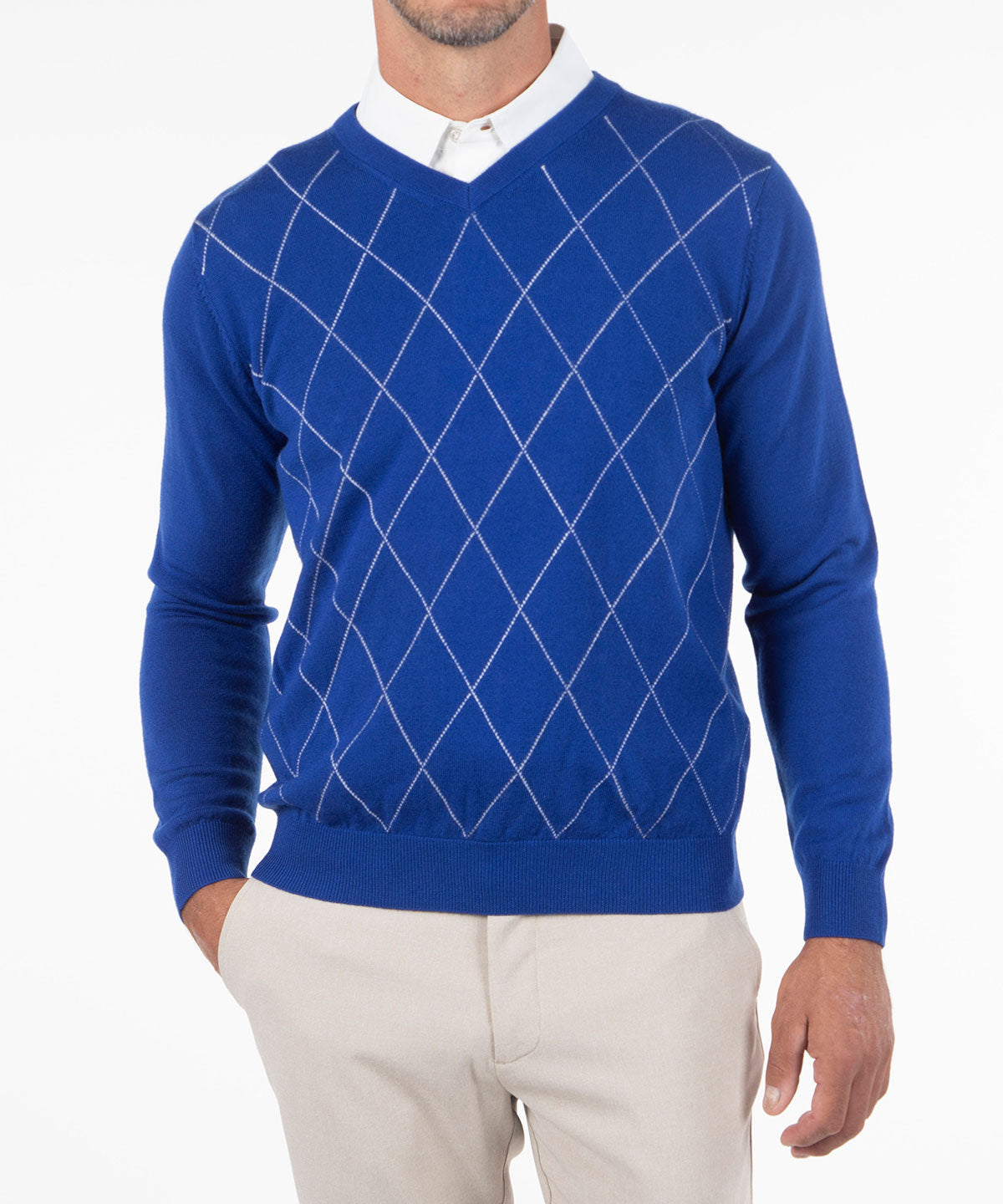 Signature Merino Argyle V-Neck Sweater