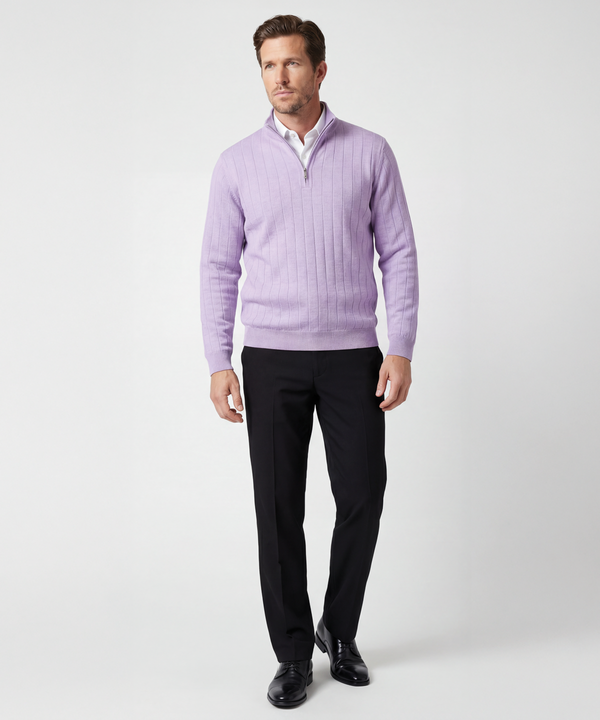 Signature Merino Lined Quarter-Zip Mock Neck Wind Sweater - Bobby