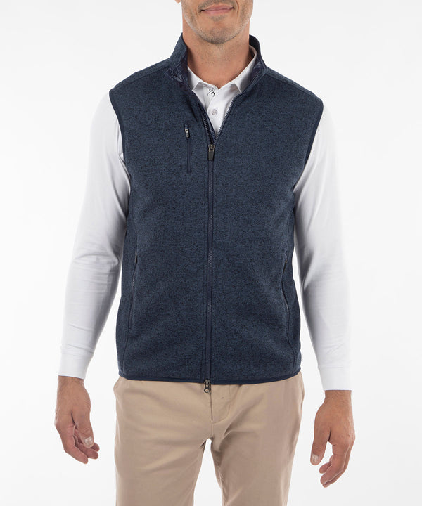 Performance Heathered Full Zip Fleece Vest - Bobby Jones