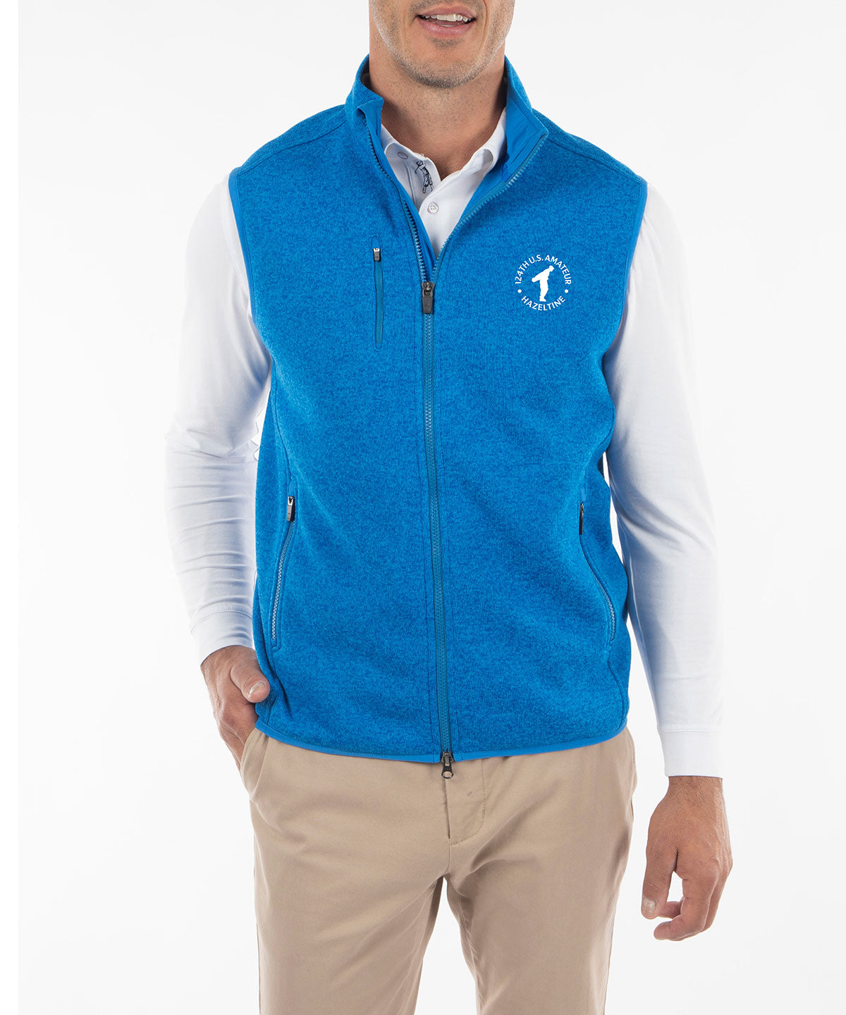 124th U.S. Amateur Men&#39;s Bobby Jones Heathered Full Zip Fleece Vest