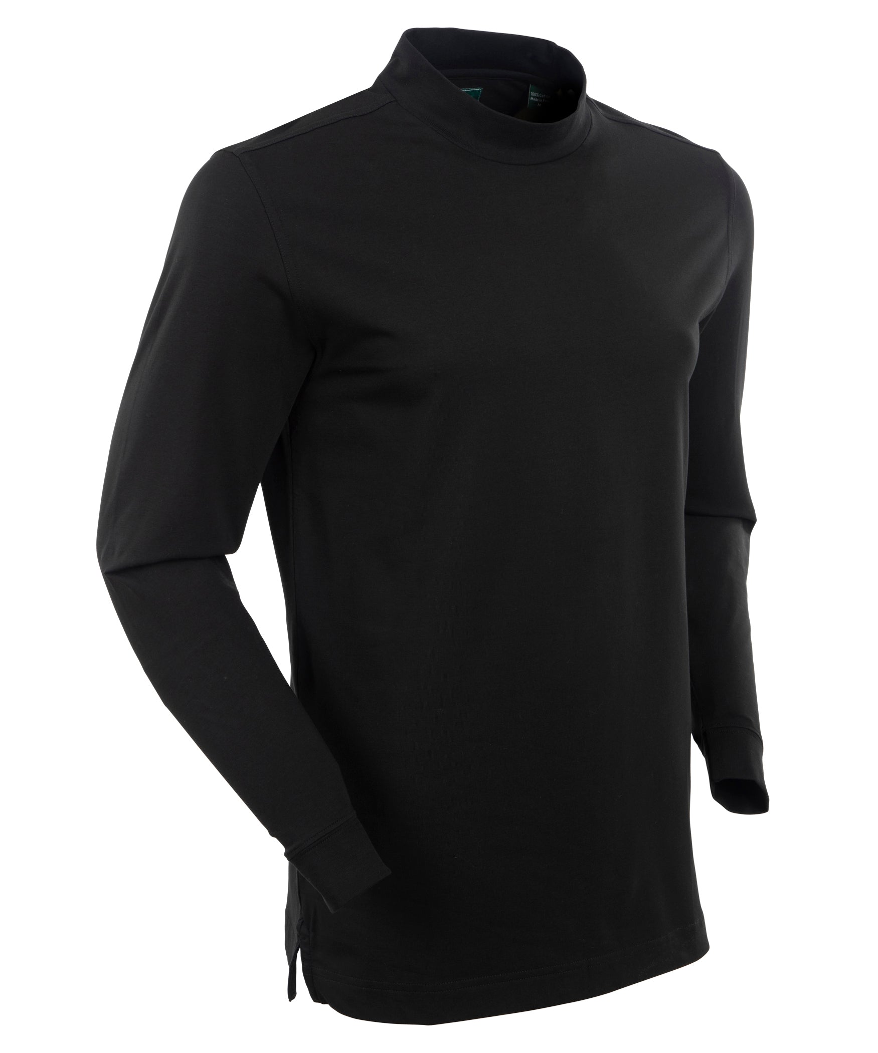 Liquid Stretch Cotton Long Sleeve Mock Neck Shirt