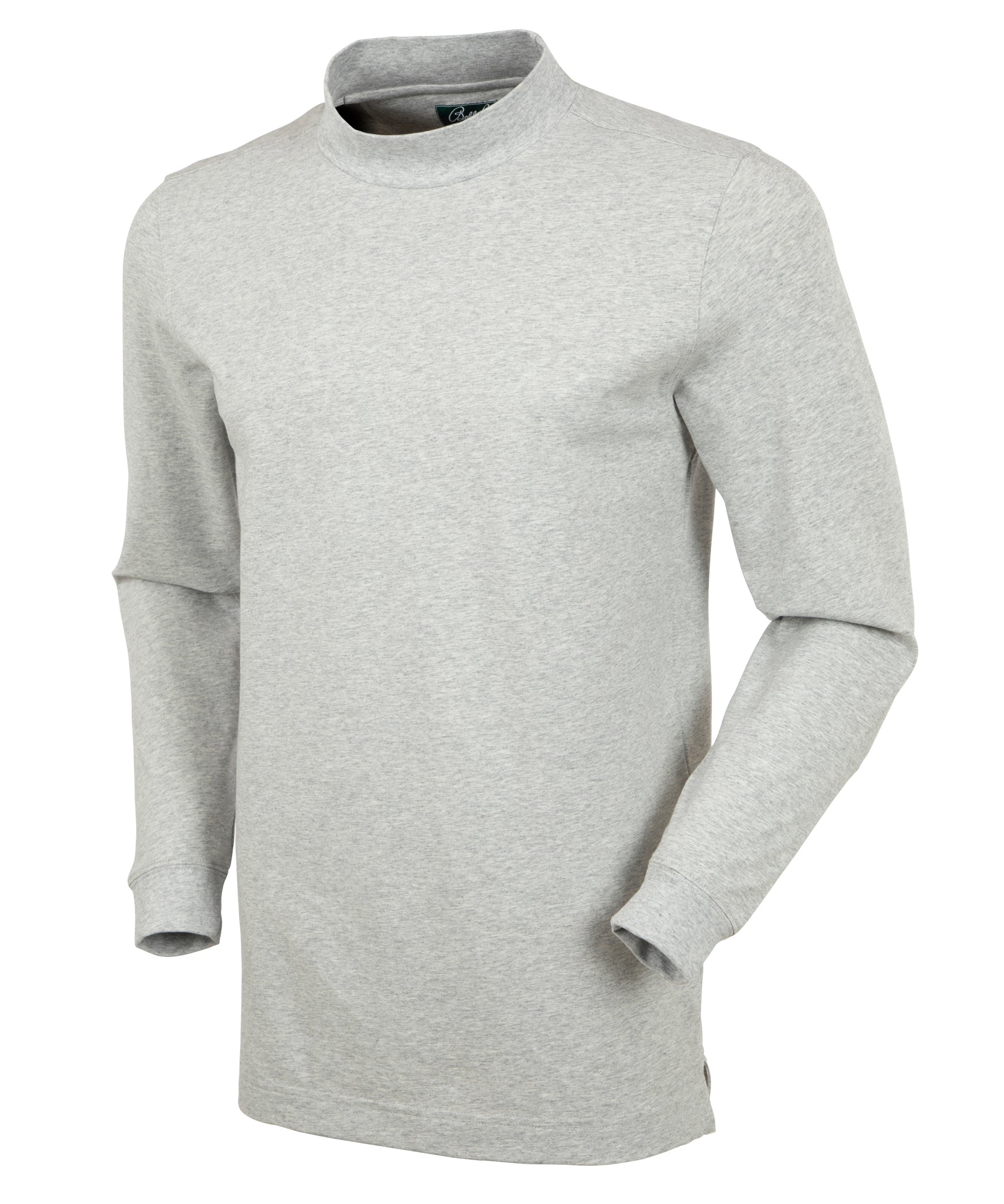 Liquid Stretch Cotton Long Sleeve Mock Neck Shirt