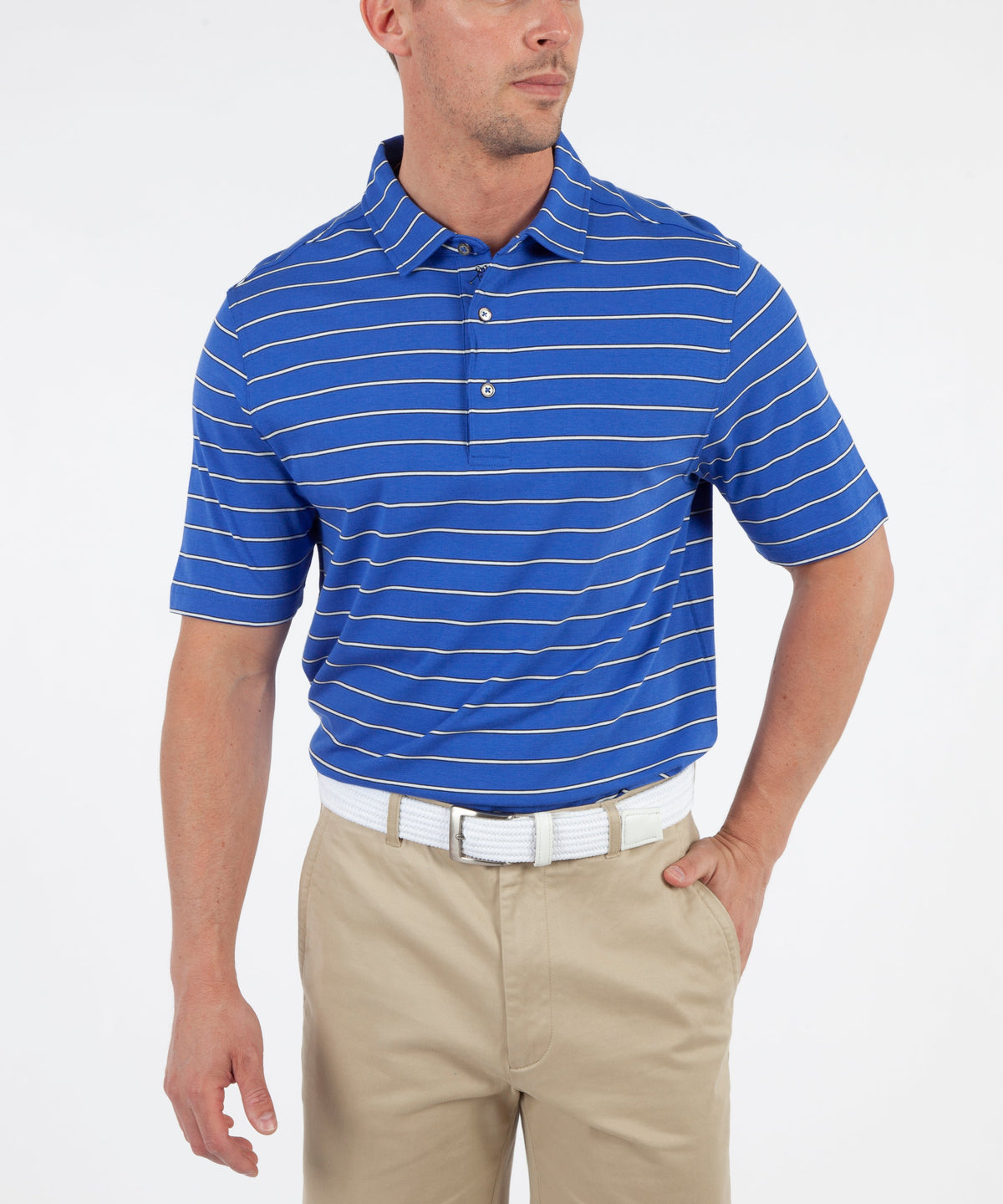 eFX Performance Cotton Frame Stripe Short Sleeve Polo Shirt