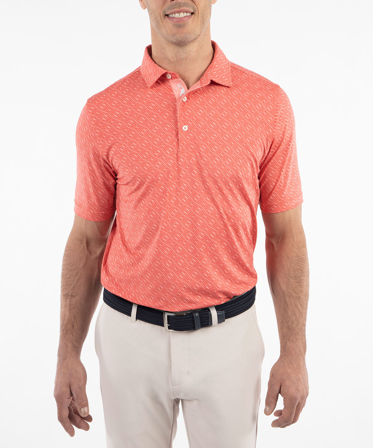 Performance Jersey Tonal Argyle Print Polo