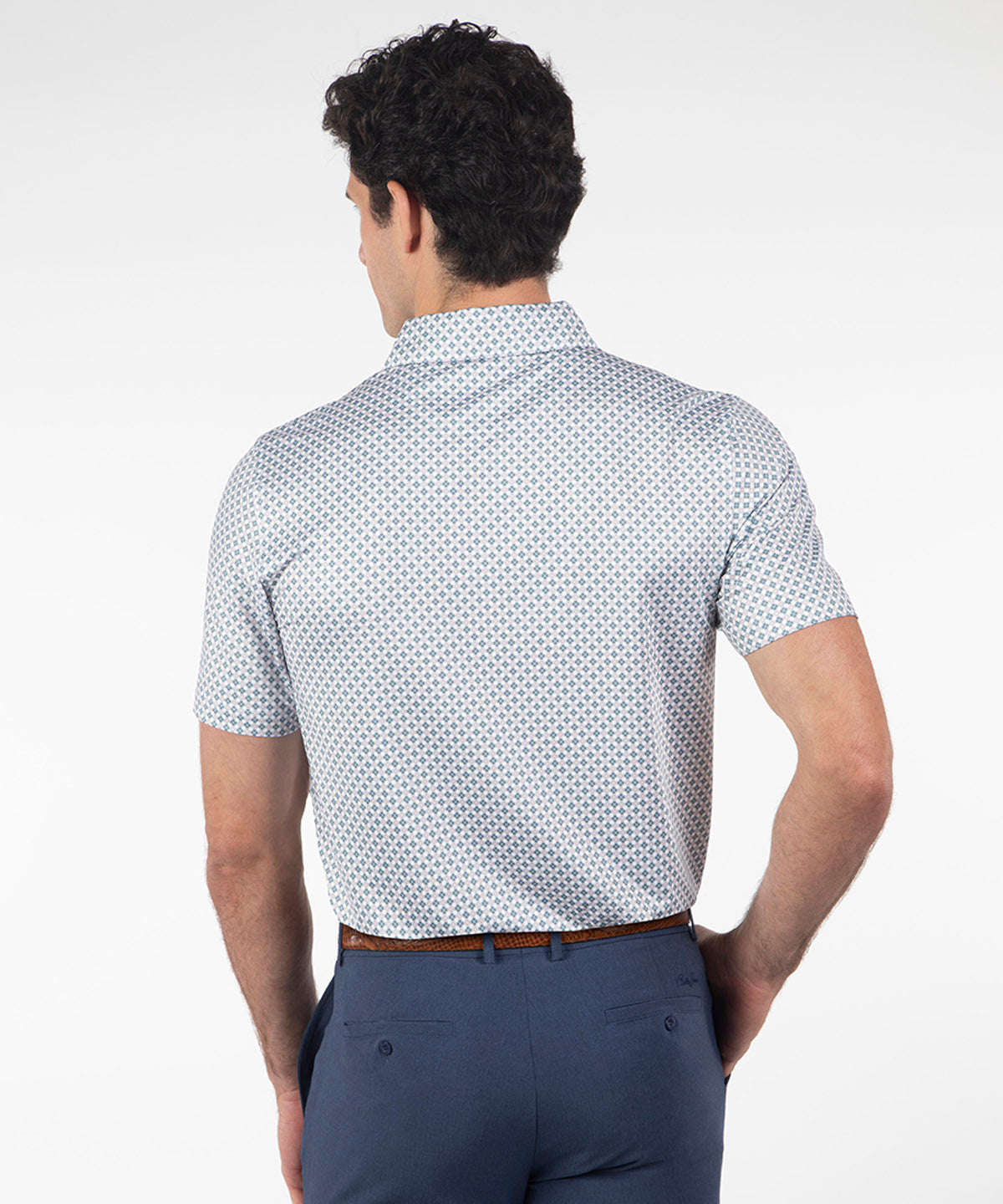 Performance Clover Gingham Print Short-Sleeve Polo