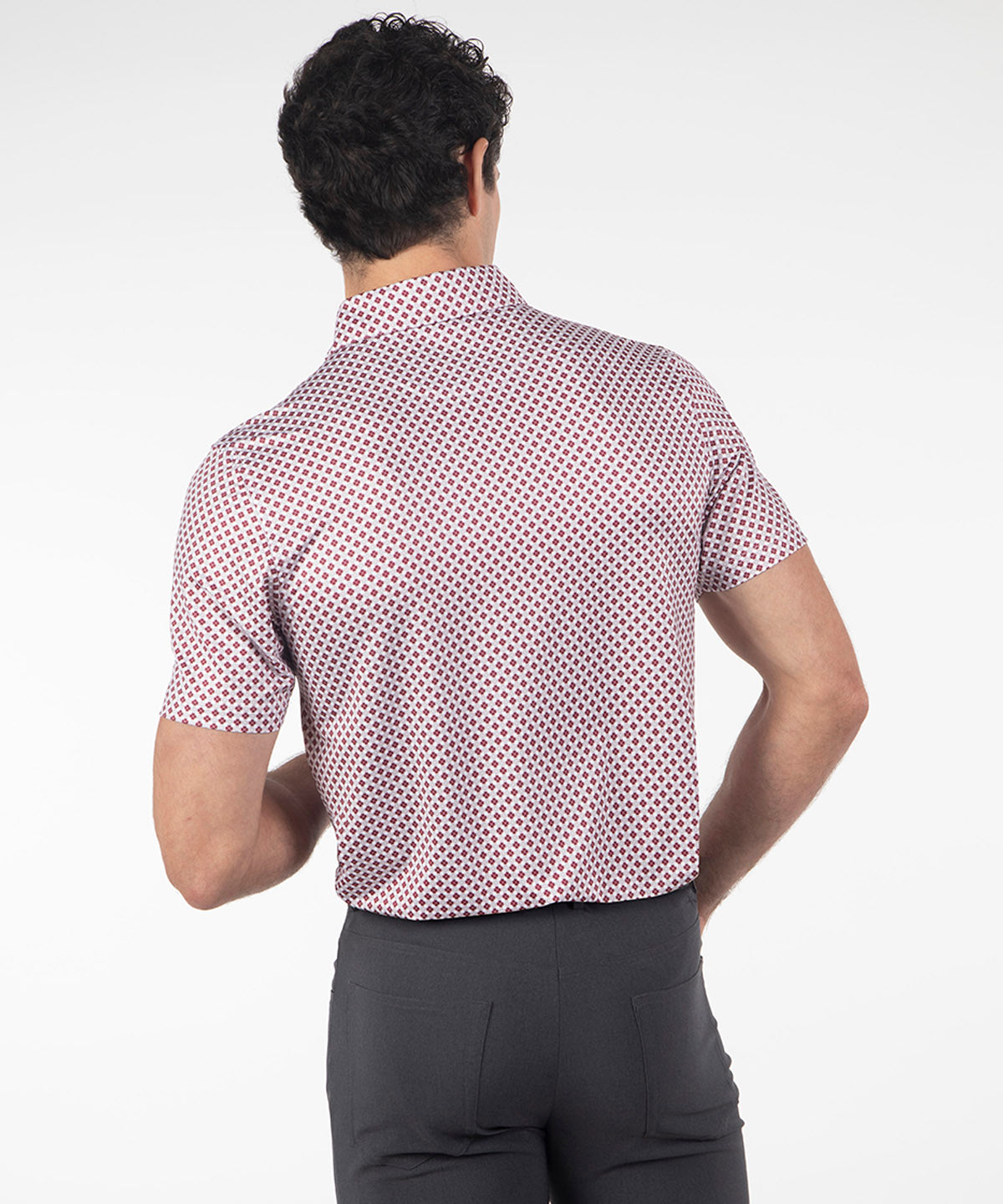 Performance Clover Gingham Print Short-Sleeve Polo