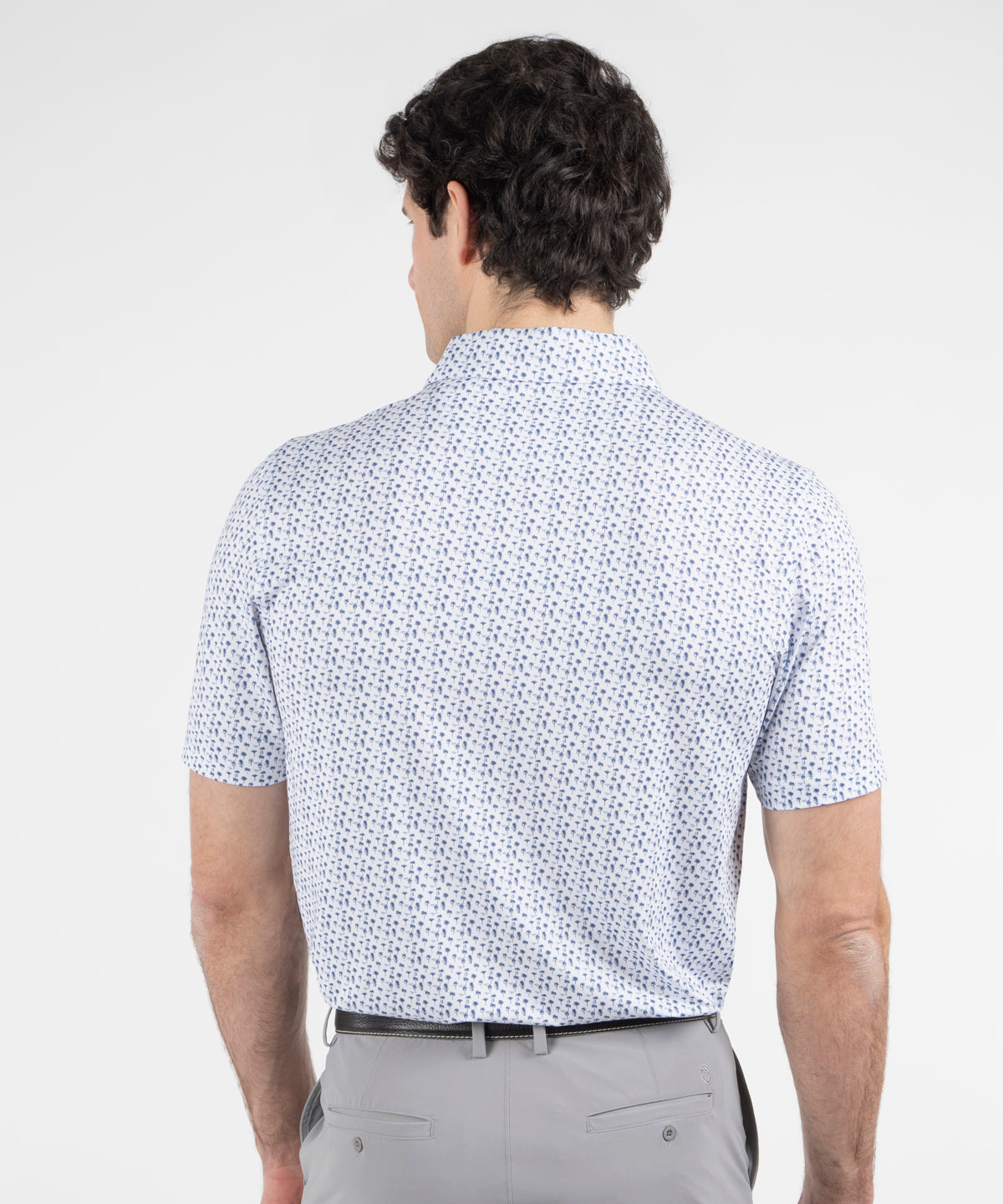Performance Palm Tree Print Jersey Polo