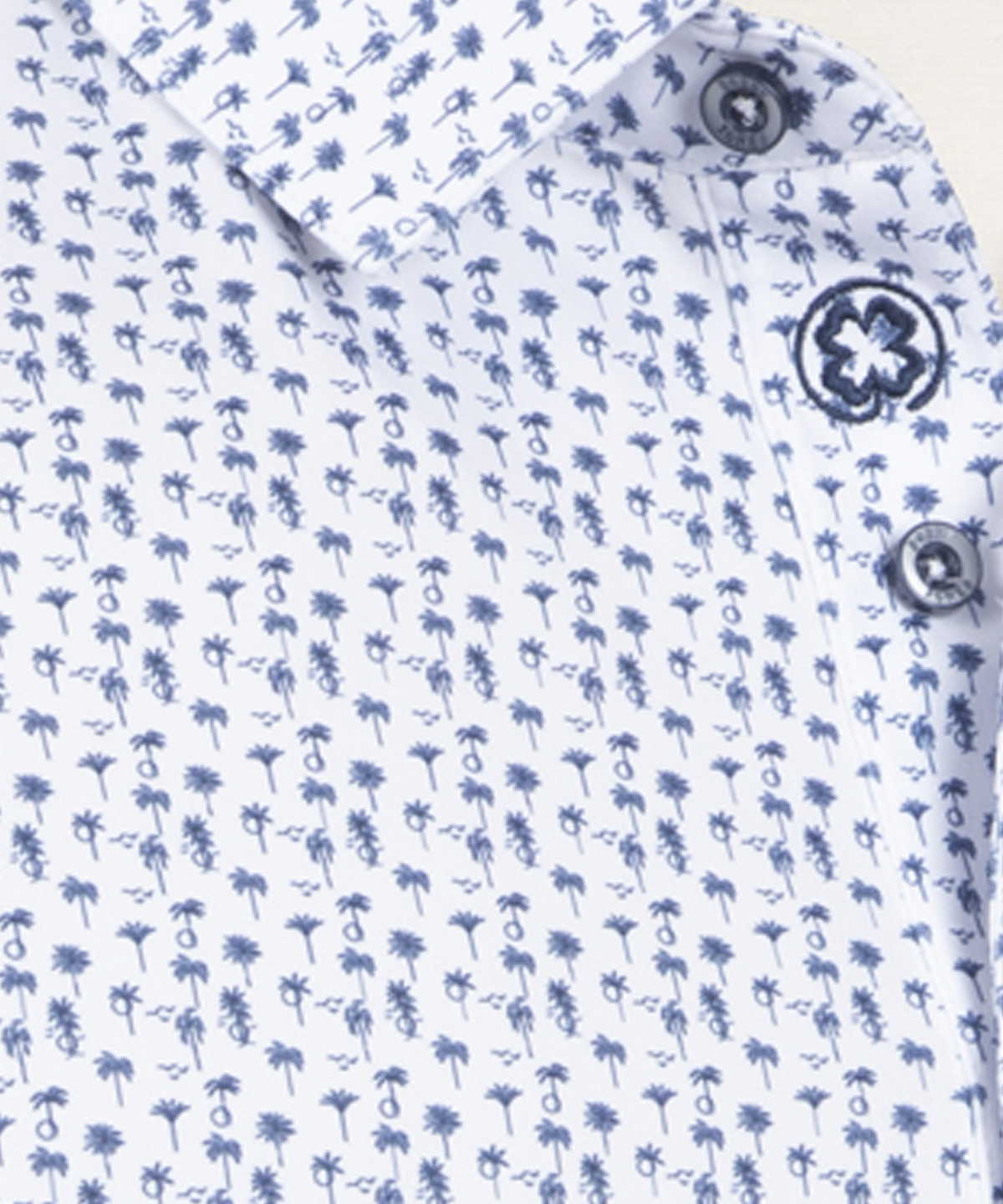 Performance Palm Tree Print Jersey Polo