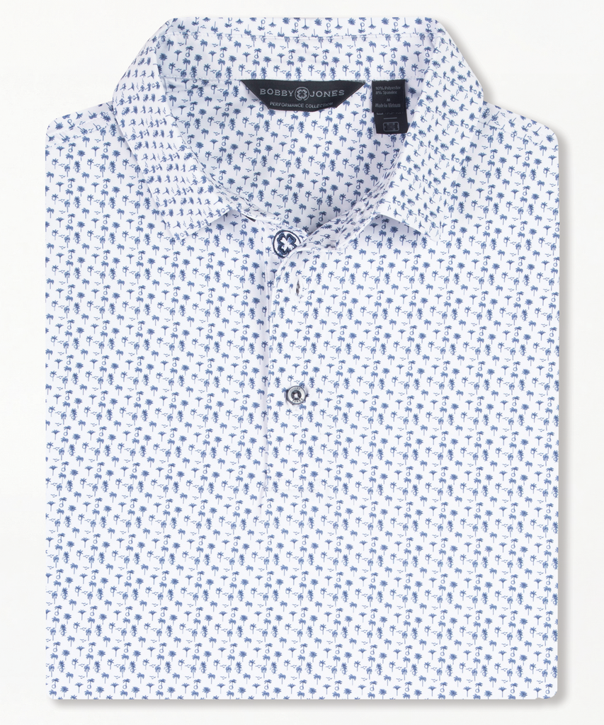 Performance Palm Tree Print Jersey Polo - Bobby Jones