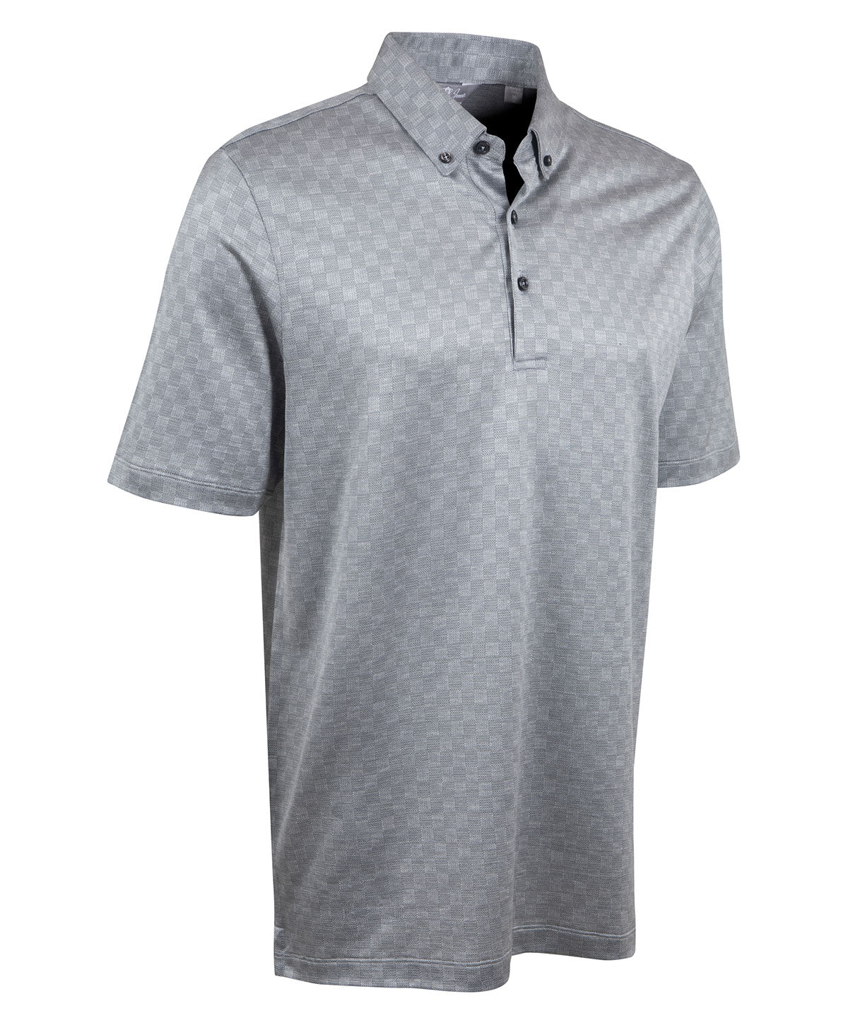 Heritage Avellino Tonal Checkered Jacquard Italian Cotton/Silk Blend Short-Sleeve Polo