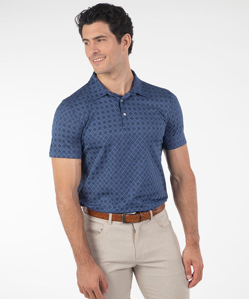Heritage Loreto Diamond Grid Jacquard Italian Cotton Short-Sleeve