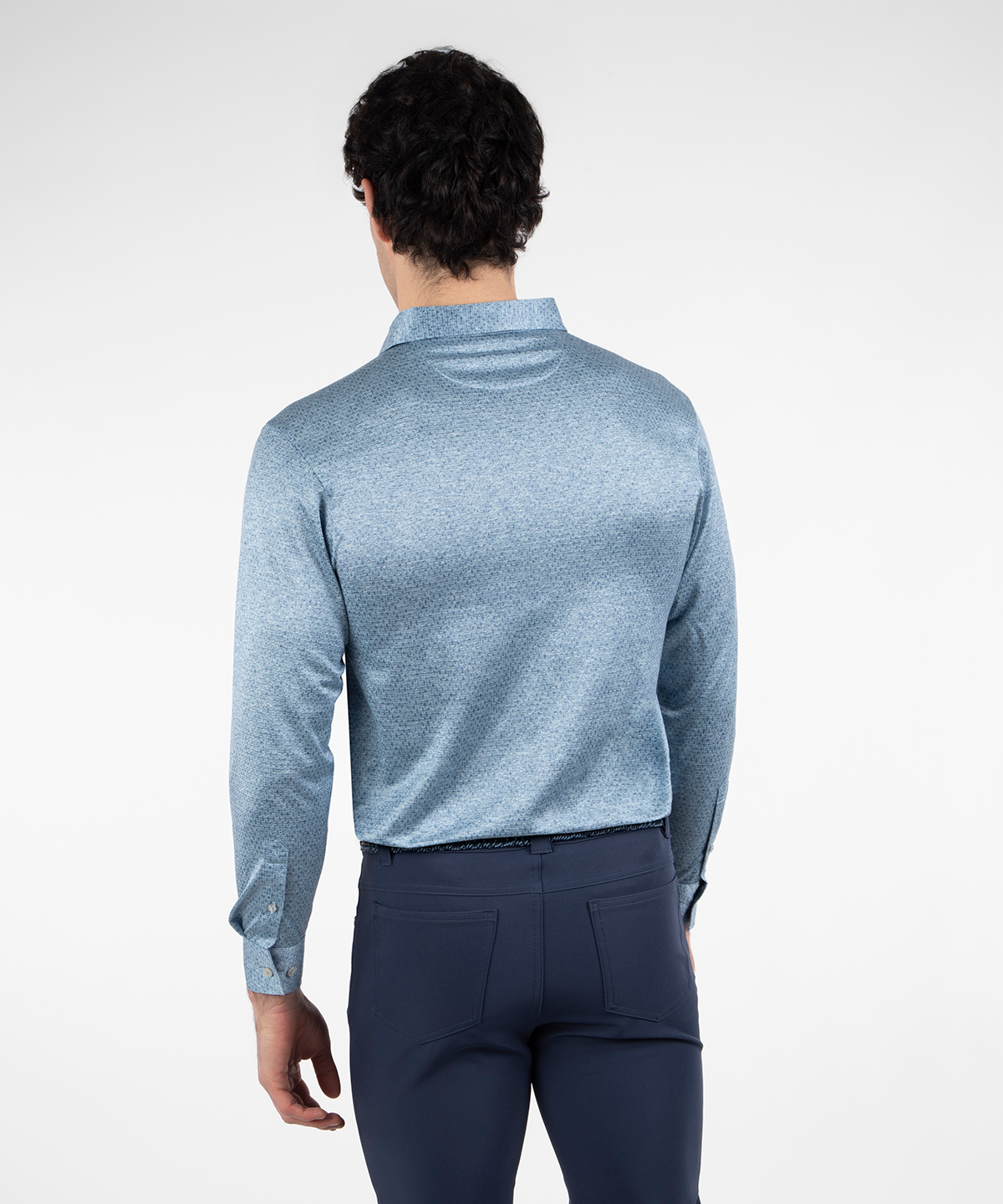 Heritage Como Italian Silk Cotton Long-Sleeve Jacquard Polo