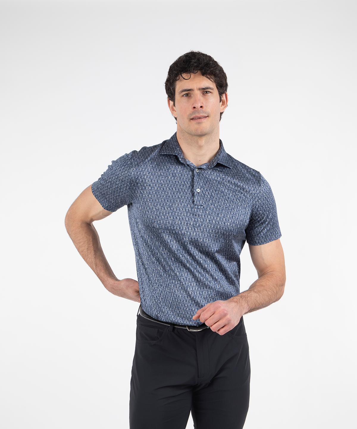 Heritage Biella Italian Silk Cotton Jacquard Polo