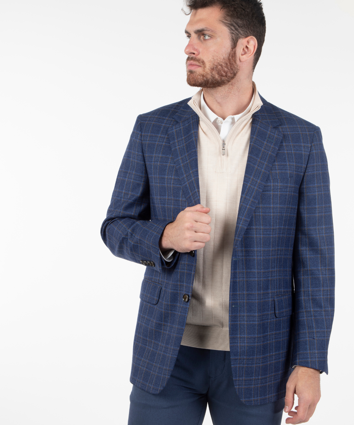Signature Men's Plaid Sport Coat Navy Blue / 44 / Long Signature Men's Plaid Sport Coat Navy Blue / 44 / Long