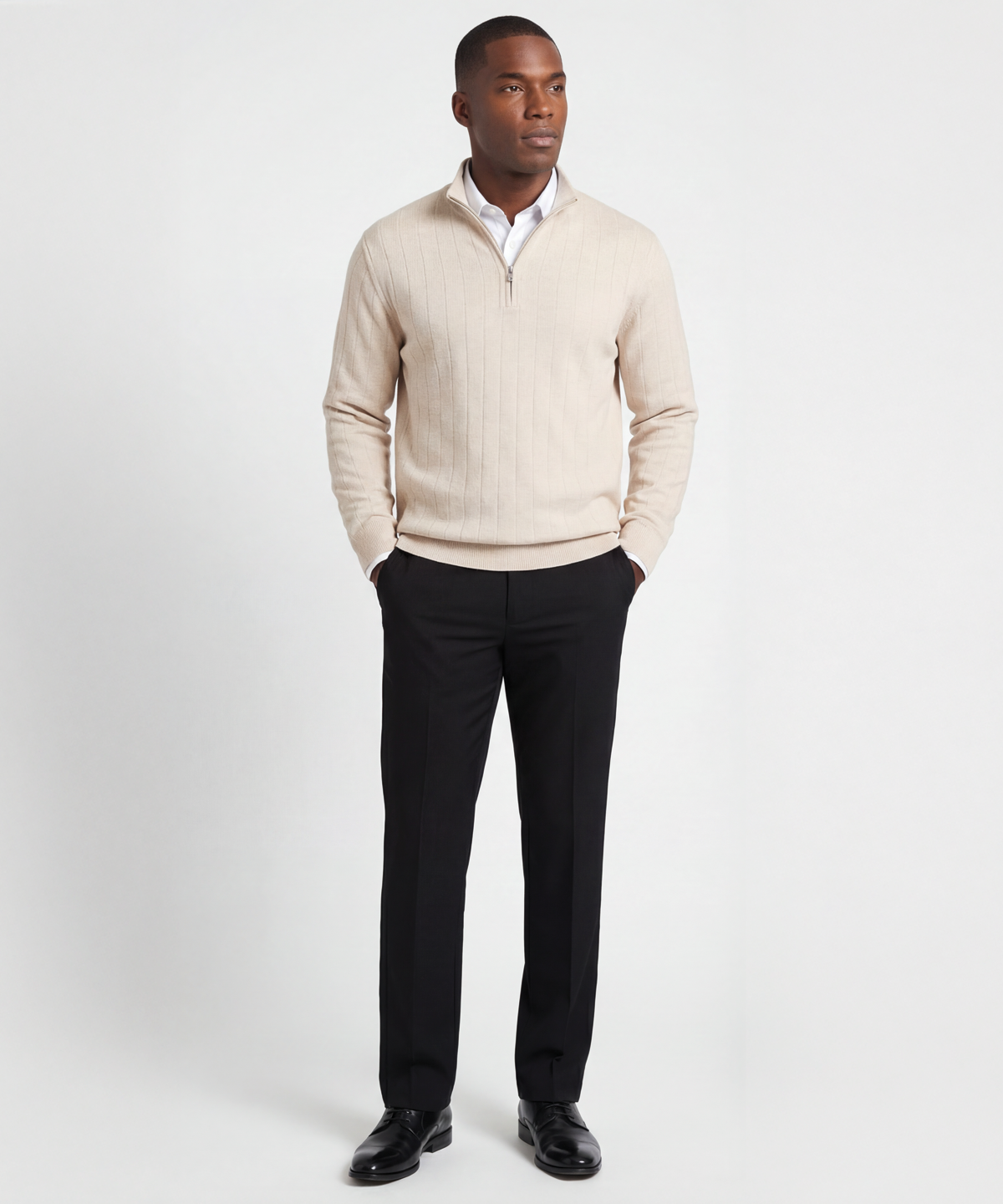 Signature Merino Quarter-Zip Mock Neck Sweater