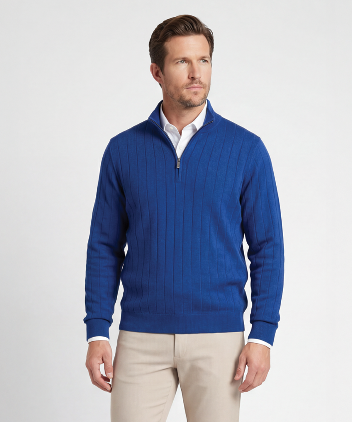 Signature Merino Quarter-Zip Mock Neck Sweater