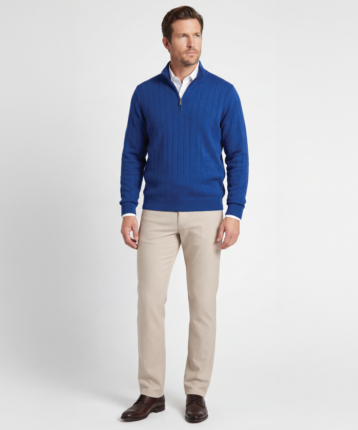 Signature Merino Quarter-Zip Mock Neck Sweater