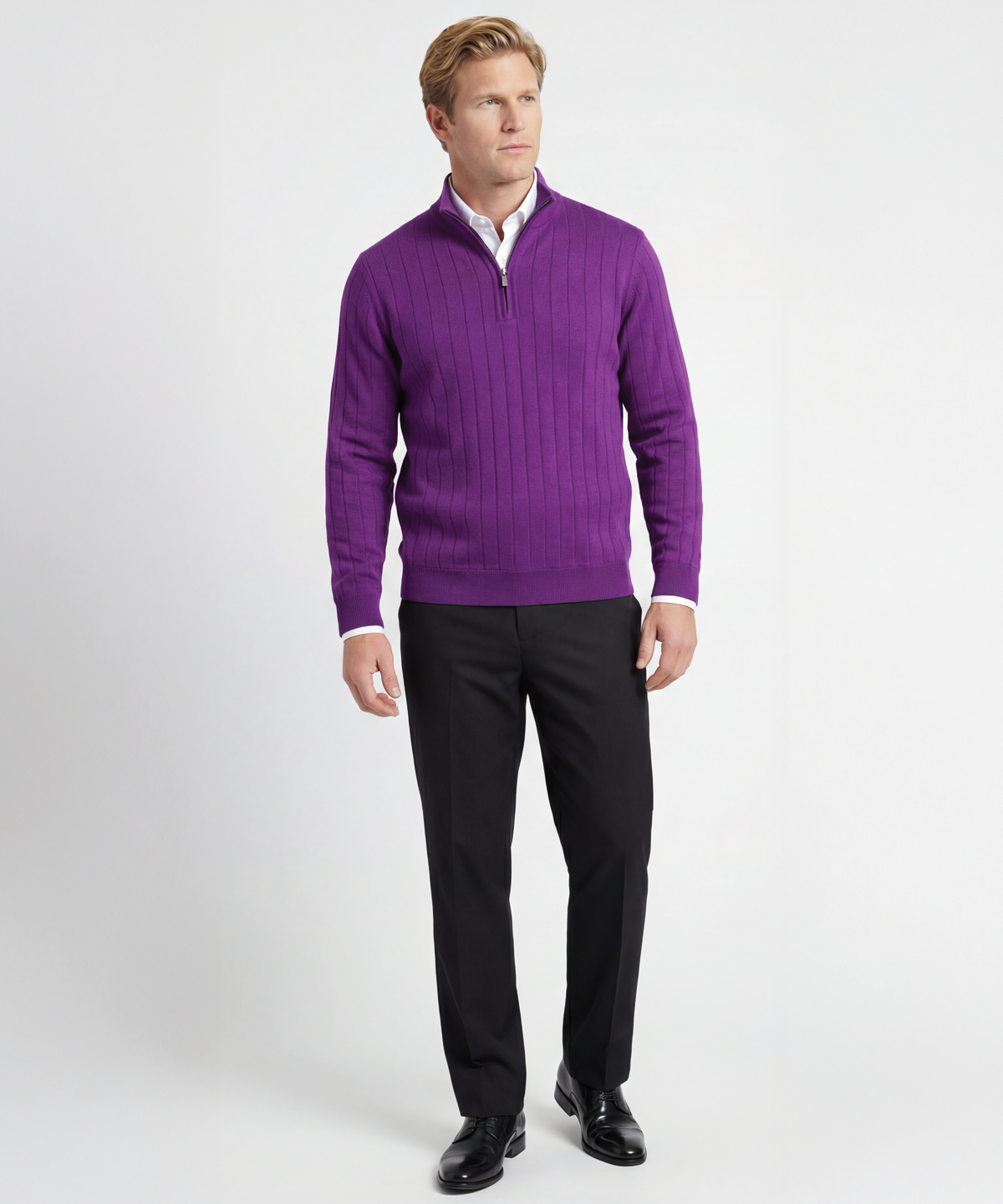 Signature Merino Quarter-Zip Mock Neck Sweater
