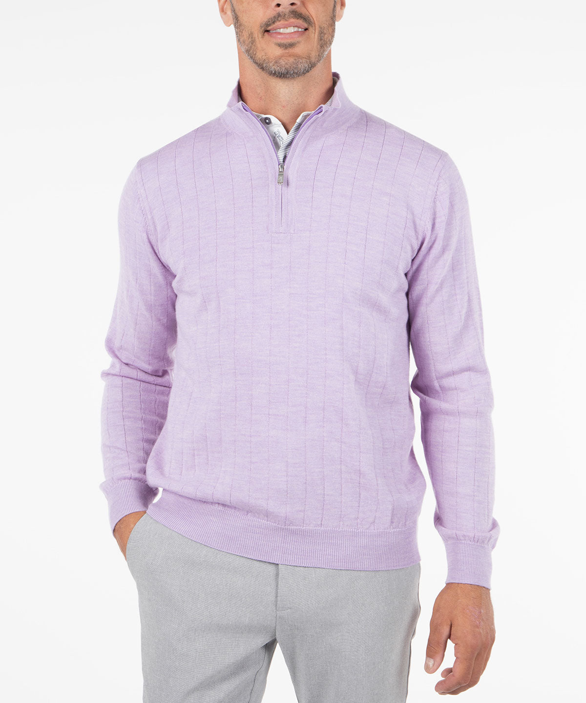 Signature Merino Lined Quarter-Zip Mock Neck Wind Sweater