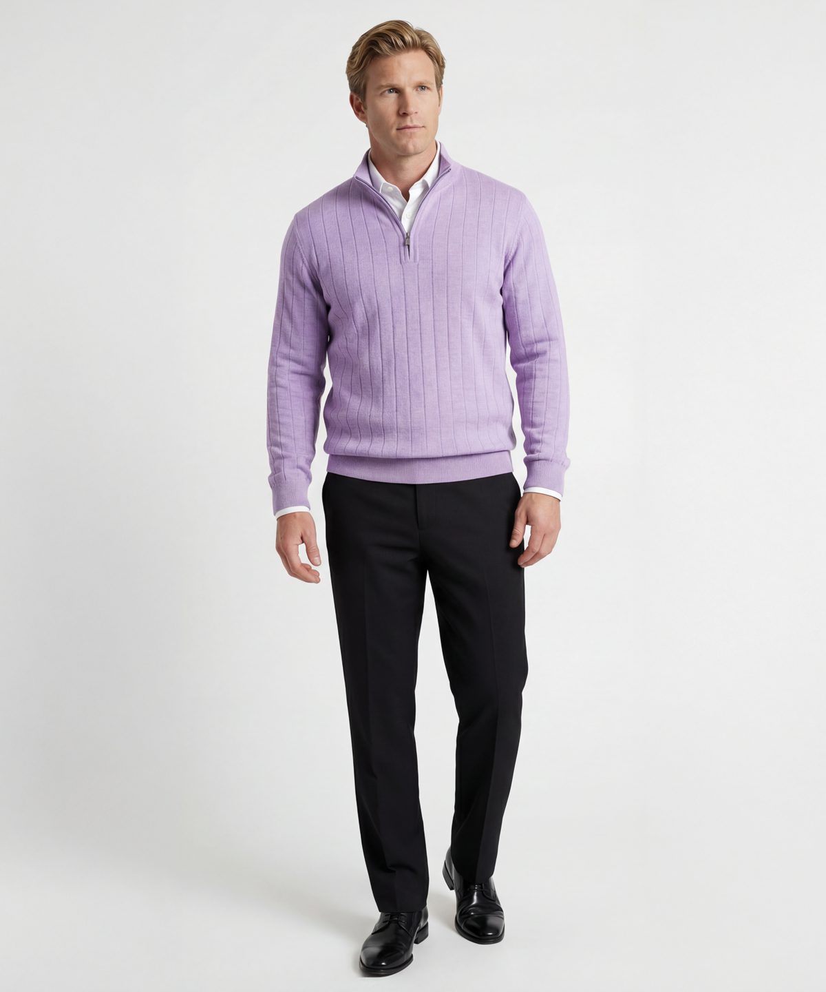 Signature Merino Quarter-Zip Mock Neck Sweater