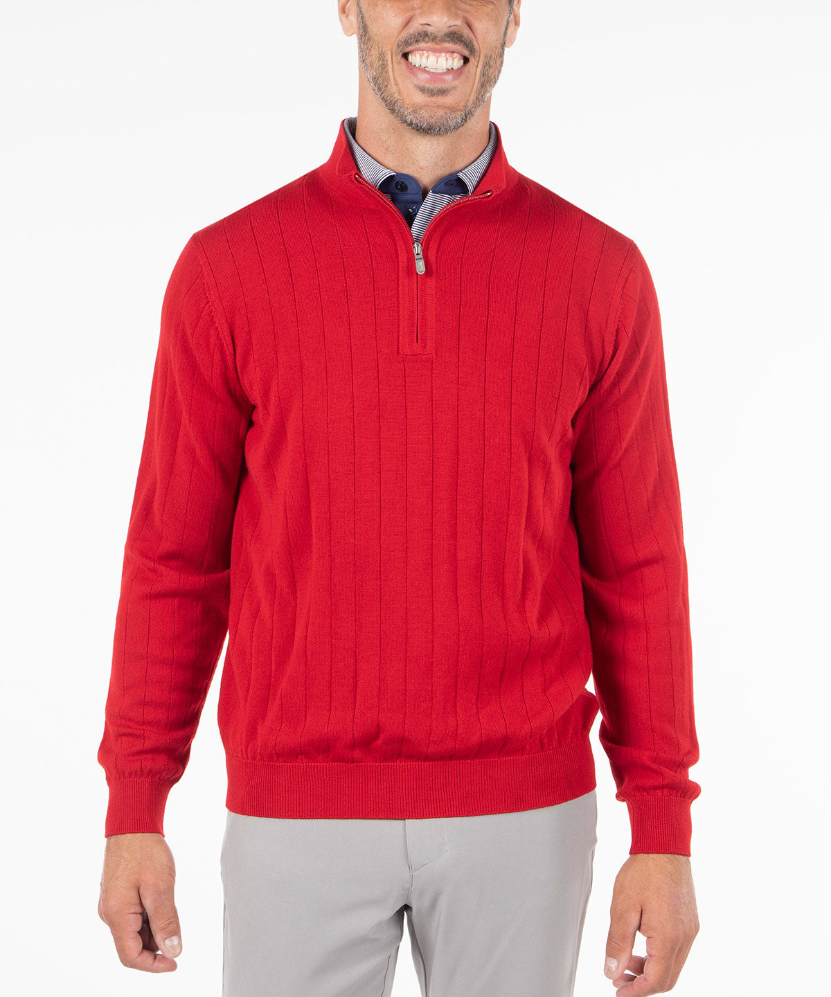 Signature Merino Lined Quarter-Zip Mock Neck Wind Sweater