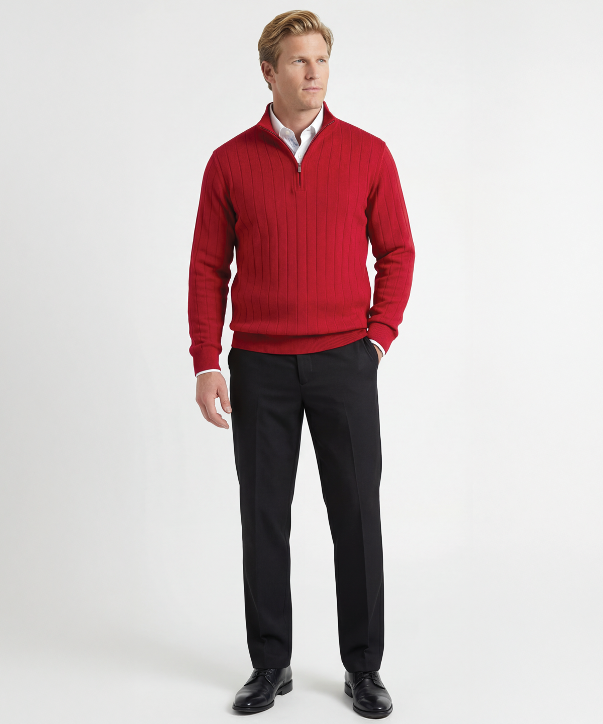 Signature Merino Quarter-Zip Mock Neck Sweater