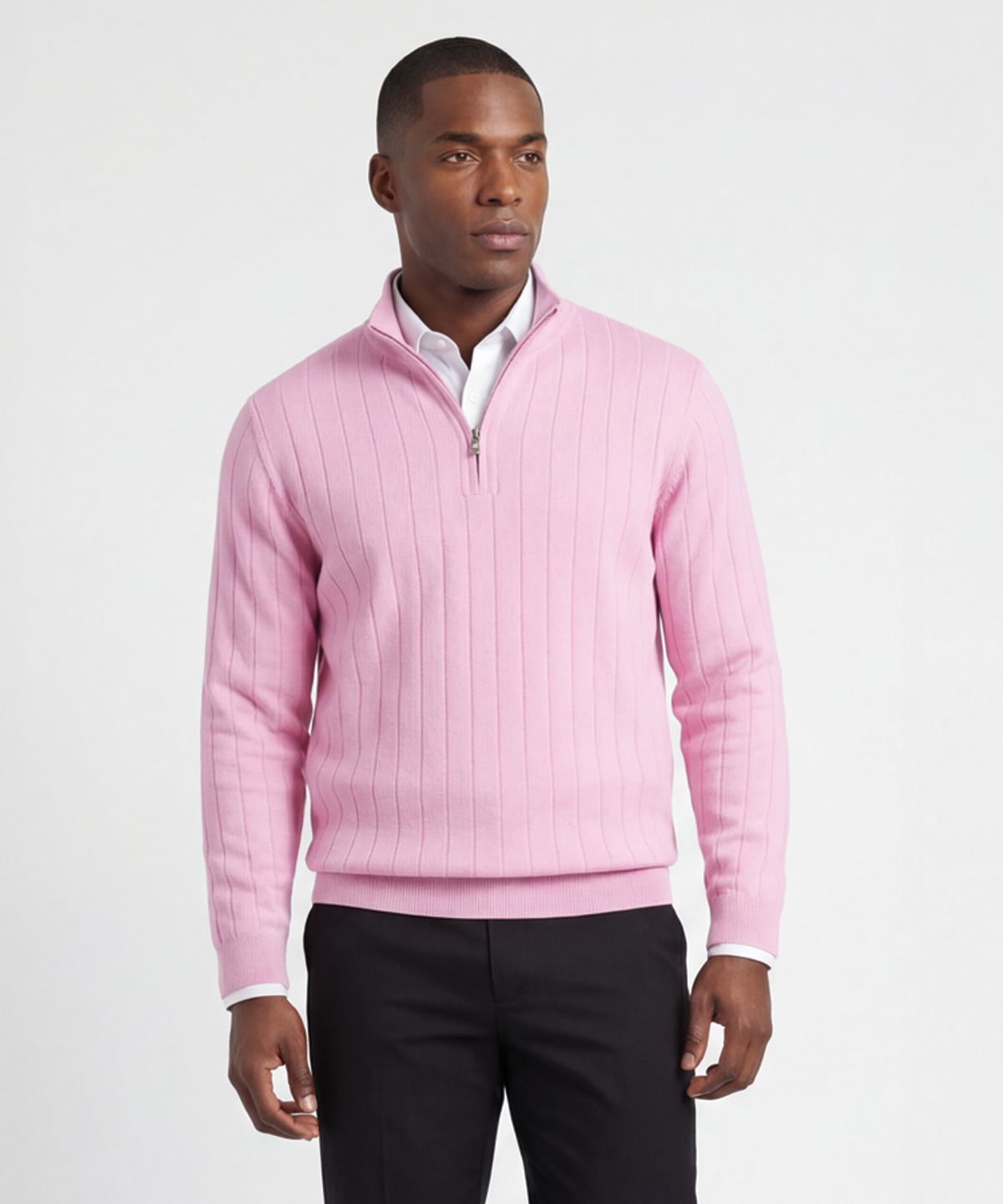 Signature Merino Quarter-Zip Mock Neck Sweater