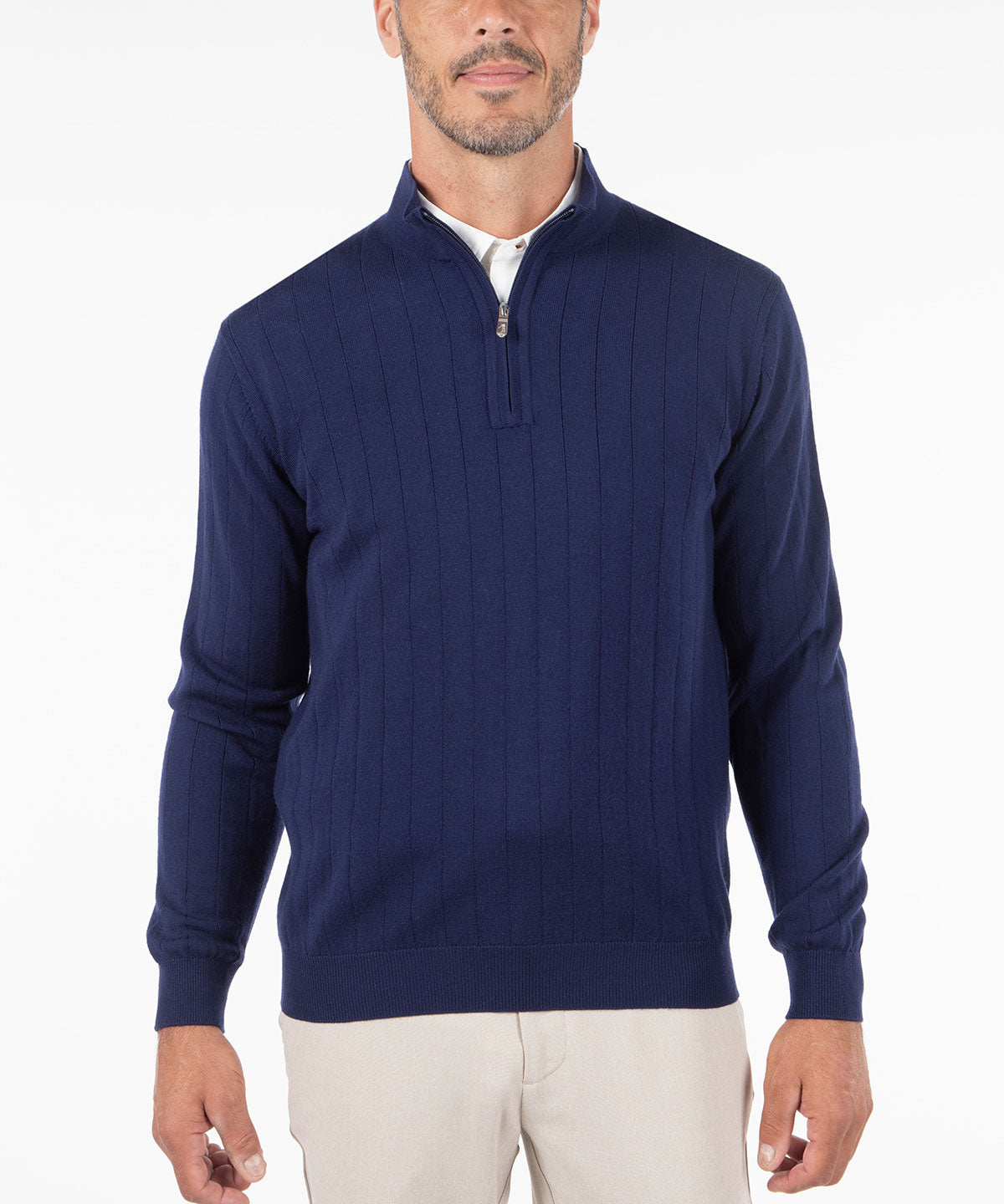 Signature Merino Lined Quarter-Zip Mock Neck Wind Sweater