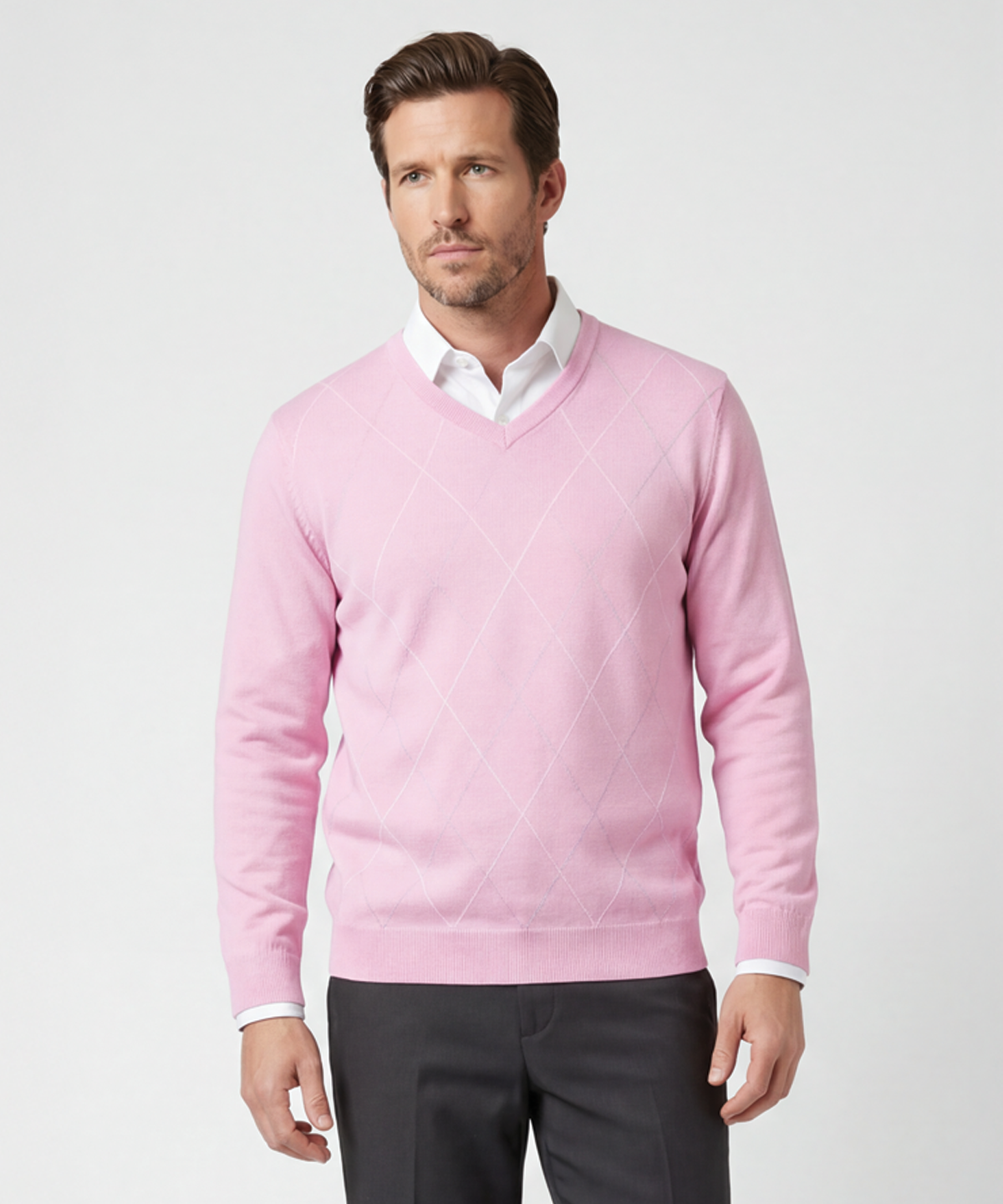 Signature Merino Argyle V-Neck Sweater