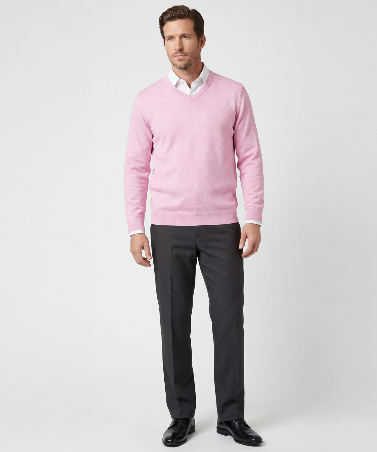Signature Merino Argyle V-Neck Sweater