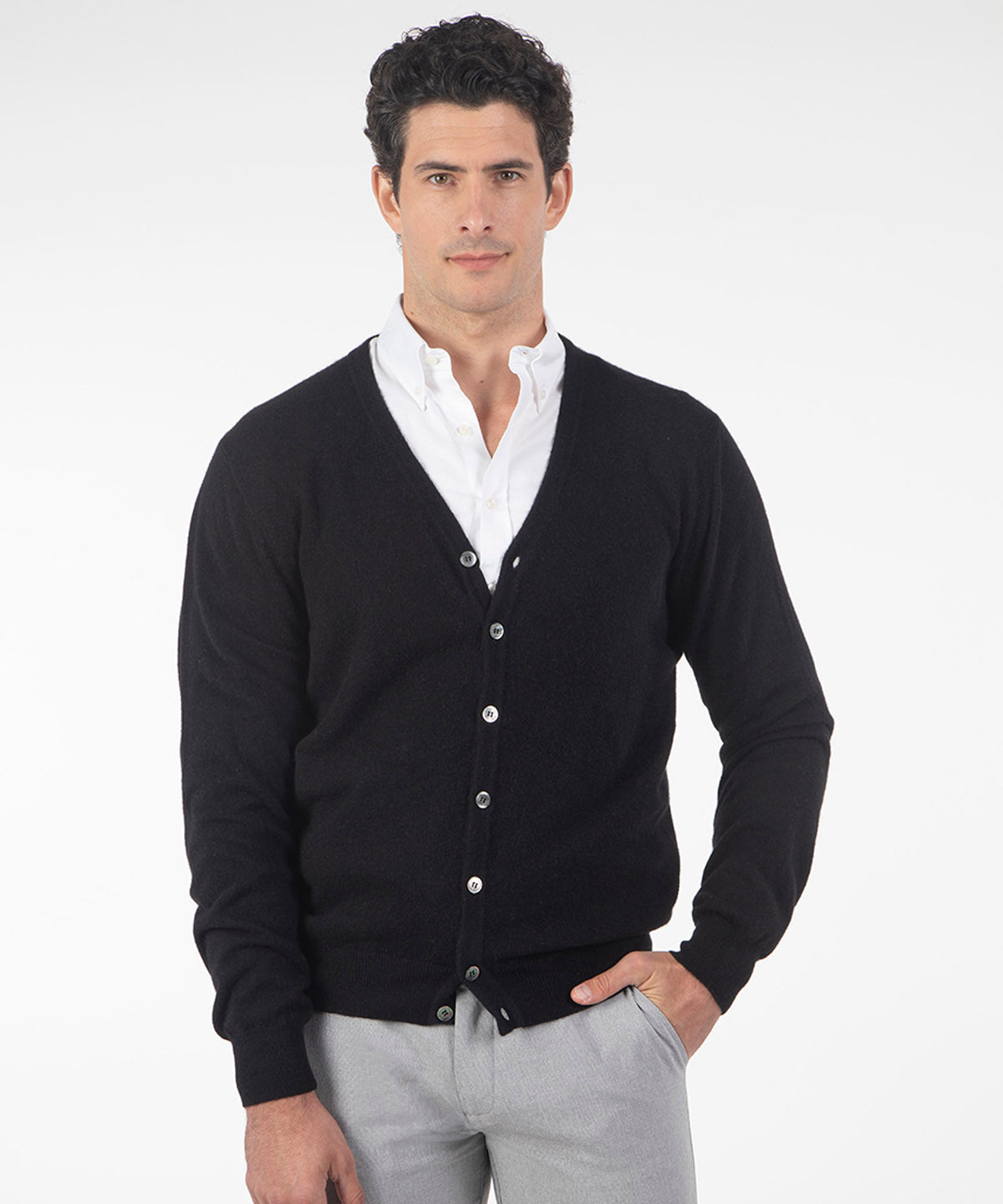 Heritage Italian Button-Front Cashmere Cardigan Sweater