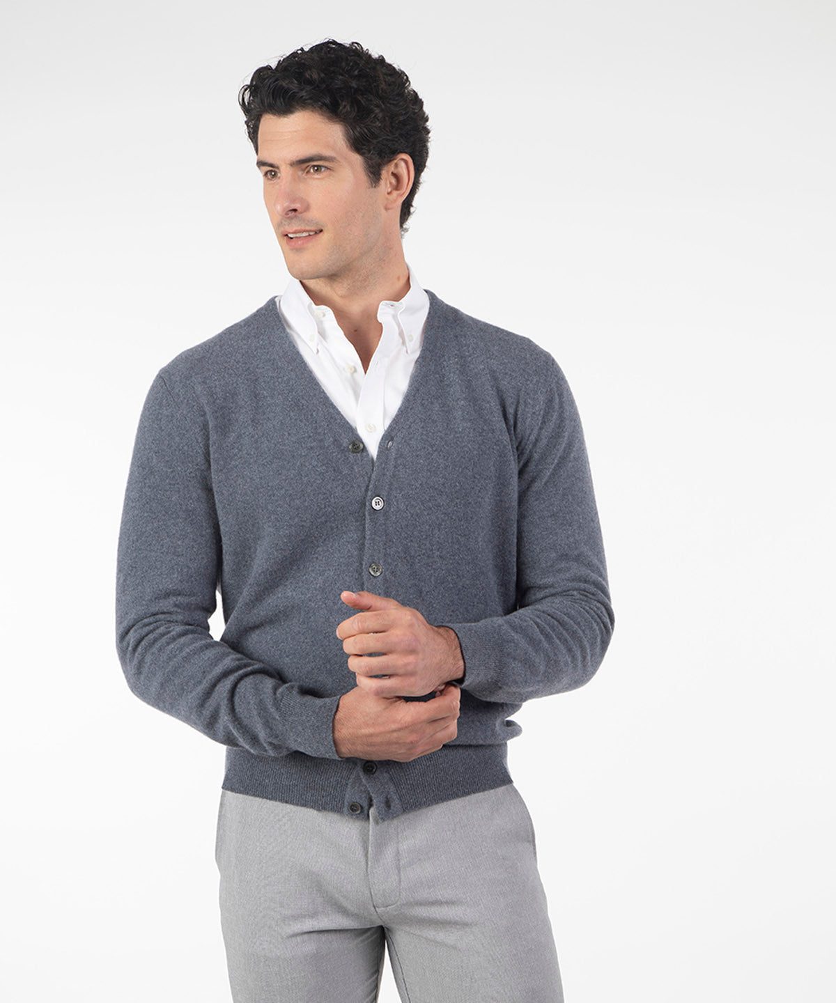 Heritage Italian Button-Front Cashmere Cardigan Sweater