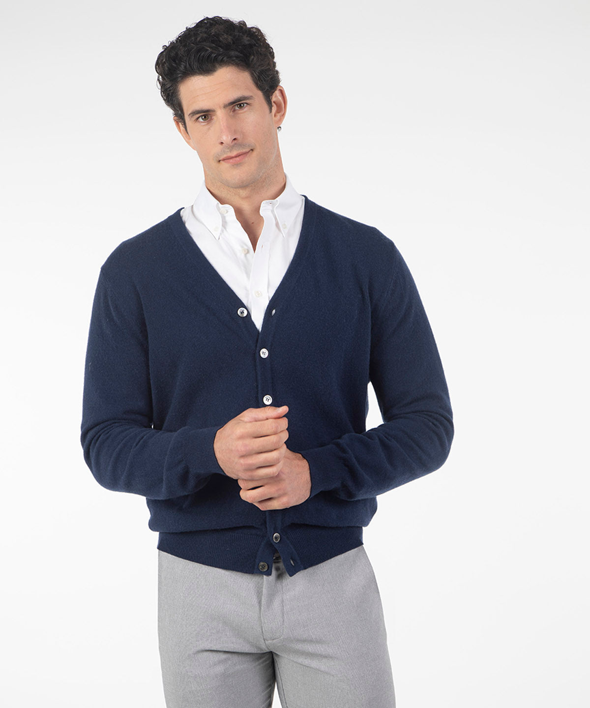 Heritage Italian Button-Front Cashmere Cardigan Sweater