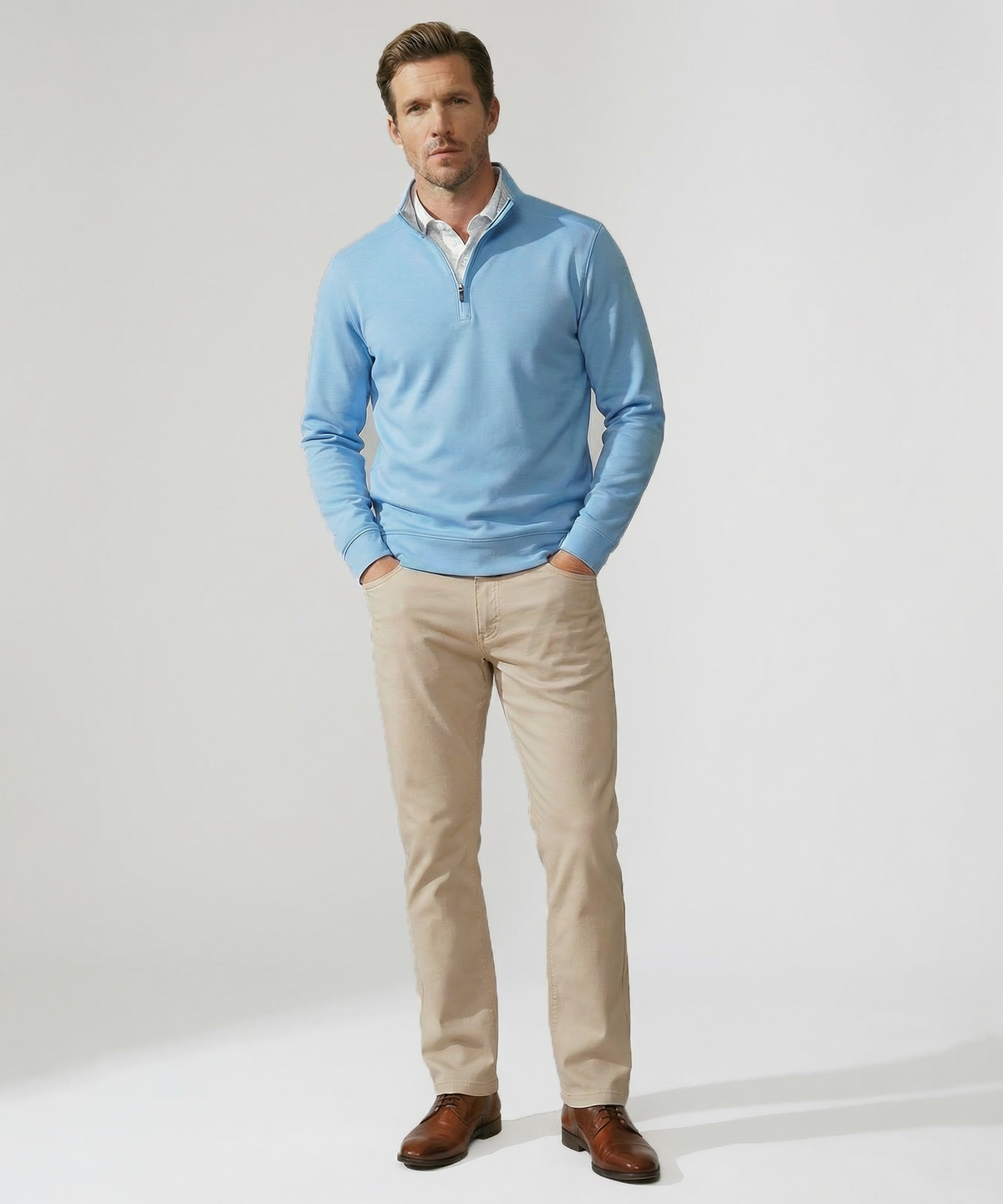 Signature Leaderboard Pima Cotton Quarter-Zip Pullover - Bobby Jones Signature Leaderboard Pima Cotton Quarter-Zip Pullover - Bobby Jones