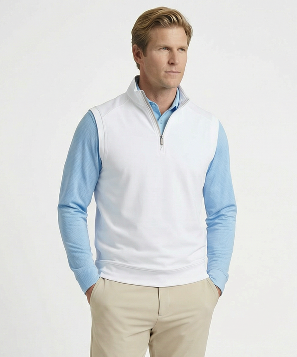 Signature Leaderboard Pima Cotton Quarter-Zip Vest - Bobby Jones Signature Leaderboard Pima Cotton Quarter-Zip Vest - Bobby Jones