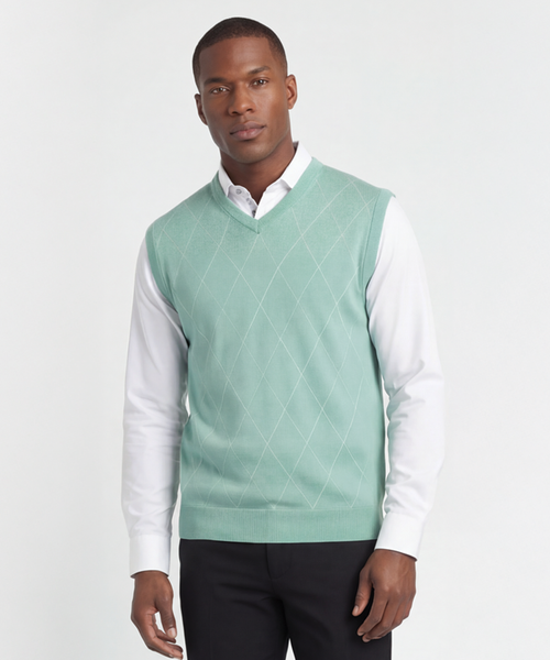 Signature Merino Argyle V-Neck Vest - Bobby Jones Signature Merino Argyle V-Neck Vest - Bobby Jones