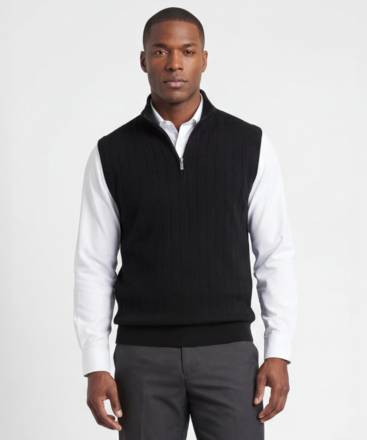 Signature Merino Quarter-Zip Mock Neck Vest