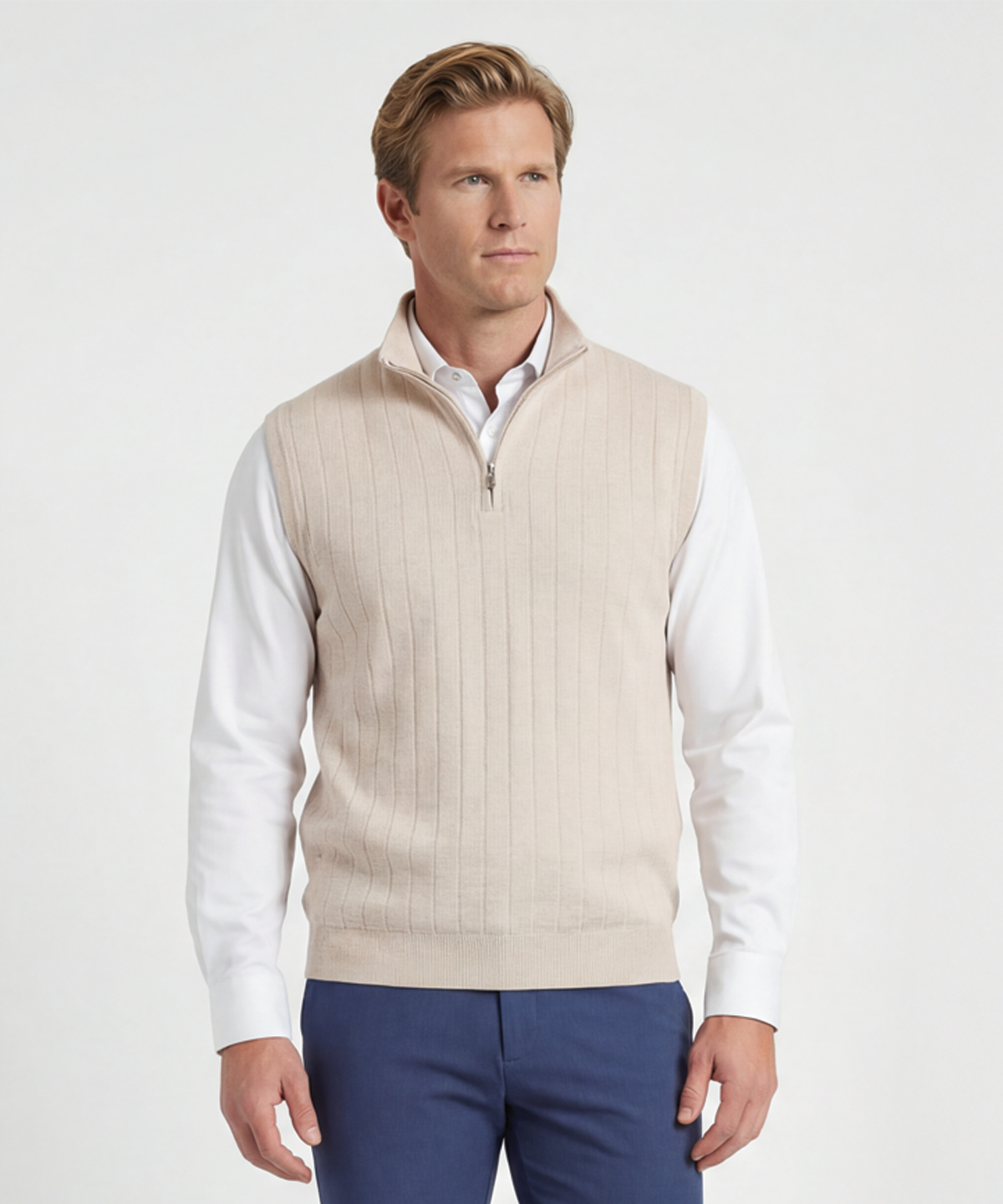 Signature Merino Quarter-Zip Mock Neck Vest