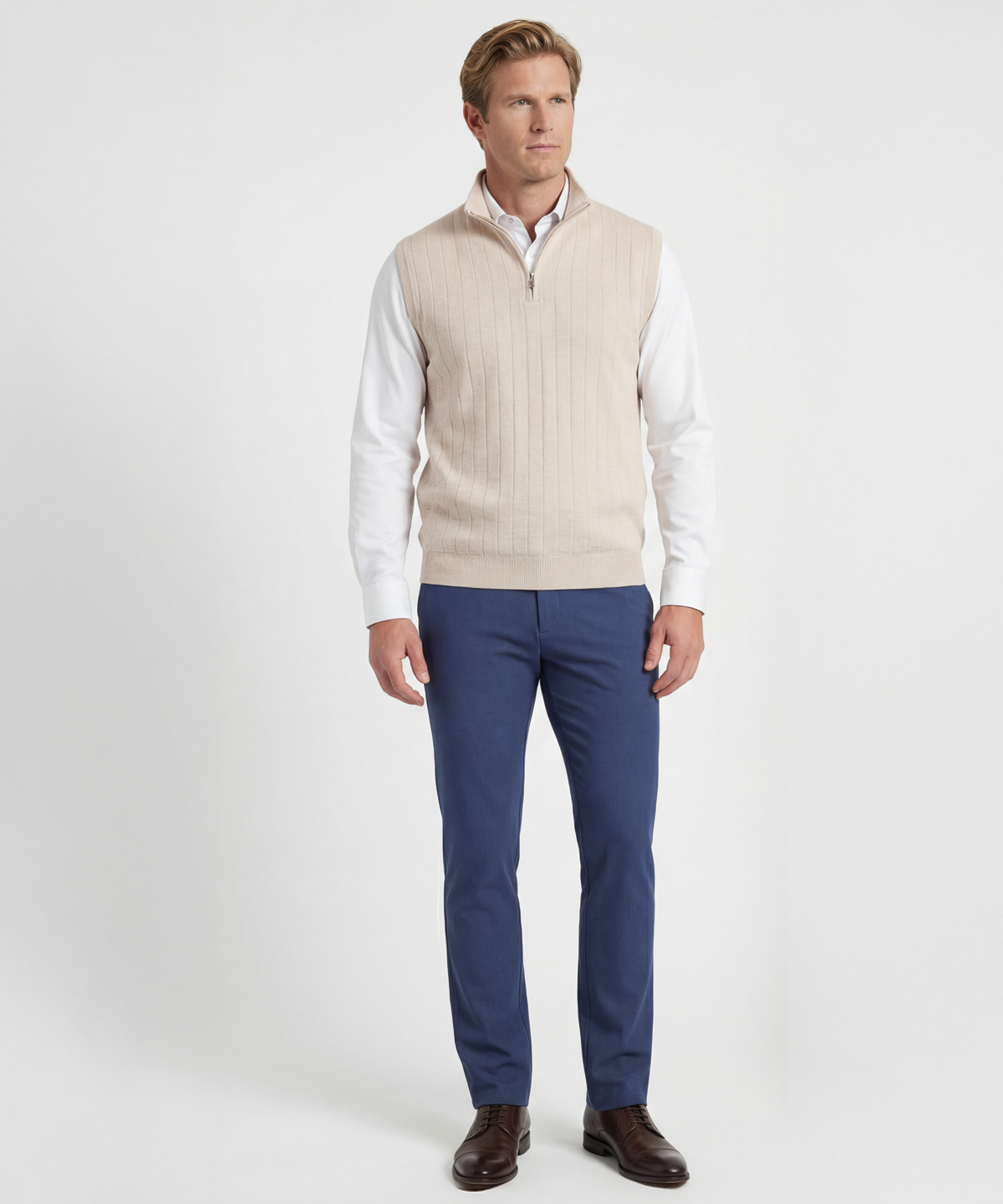 Signature Merino Quarter-Zip Mock Neck Vest