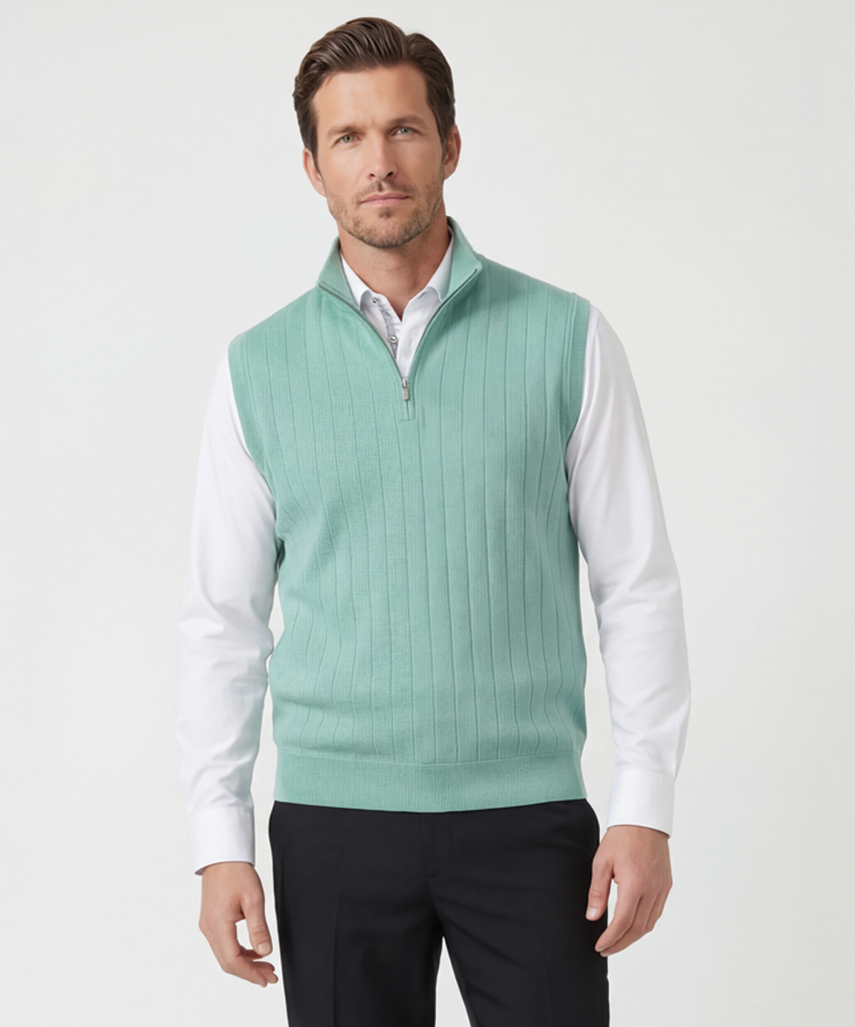 Signature Merino Quarter-Zip Mock Neck Vest