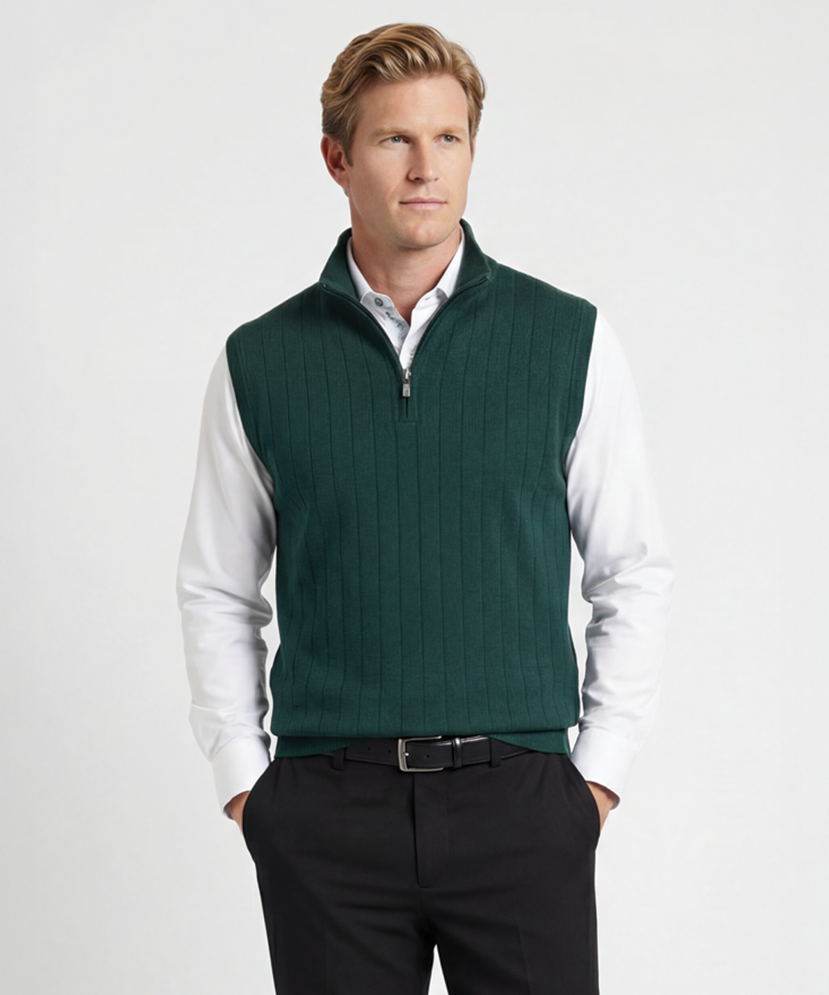 Signature Merino Quarter-Zip Mock Neck Vest