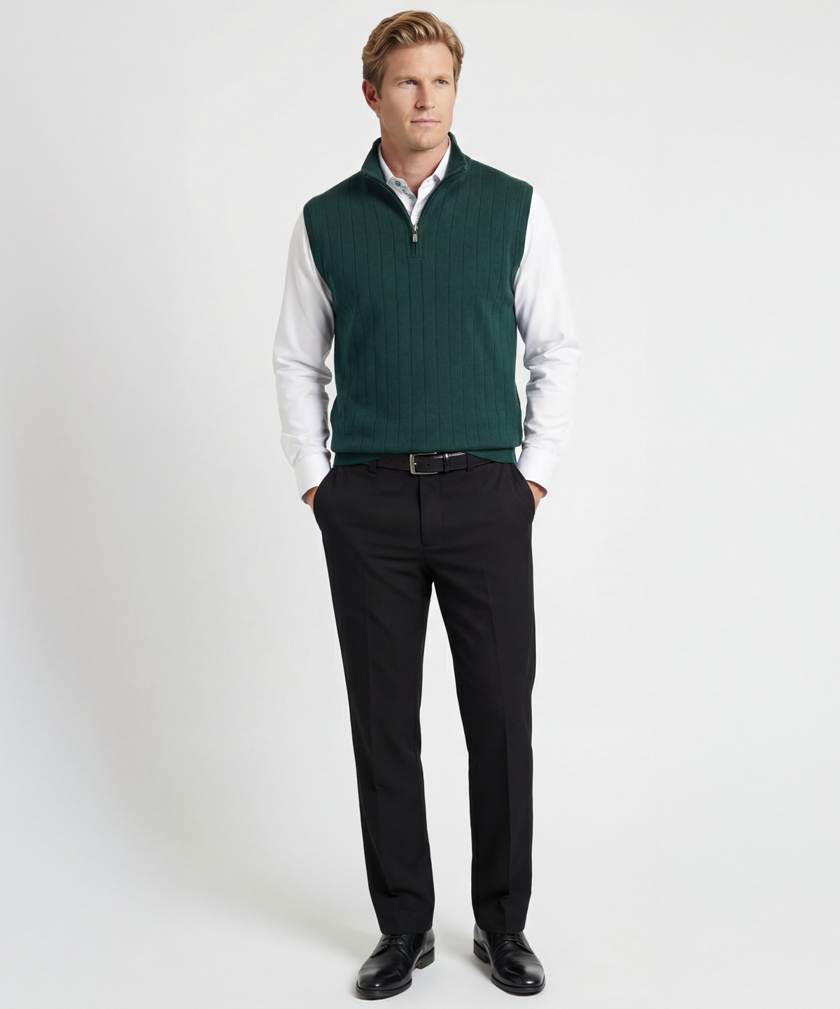 Signature Merino Quarter-Zip Mock Neck Vest