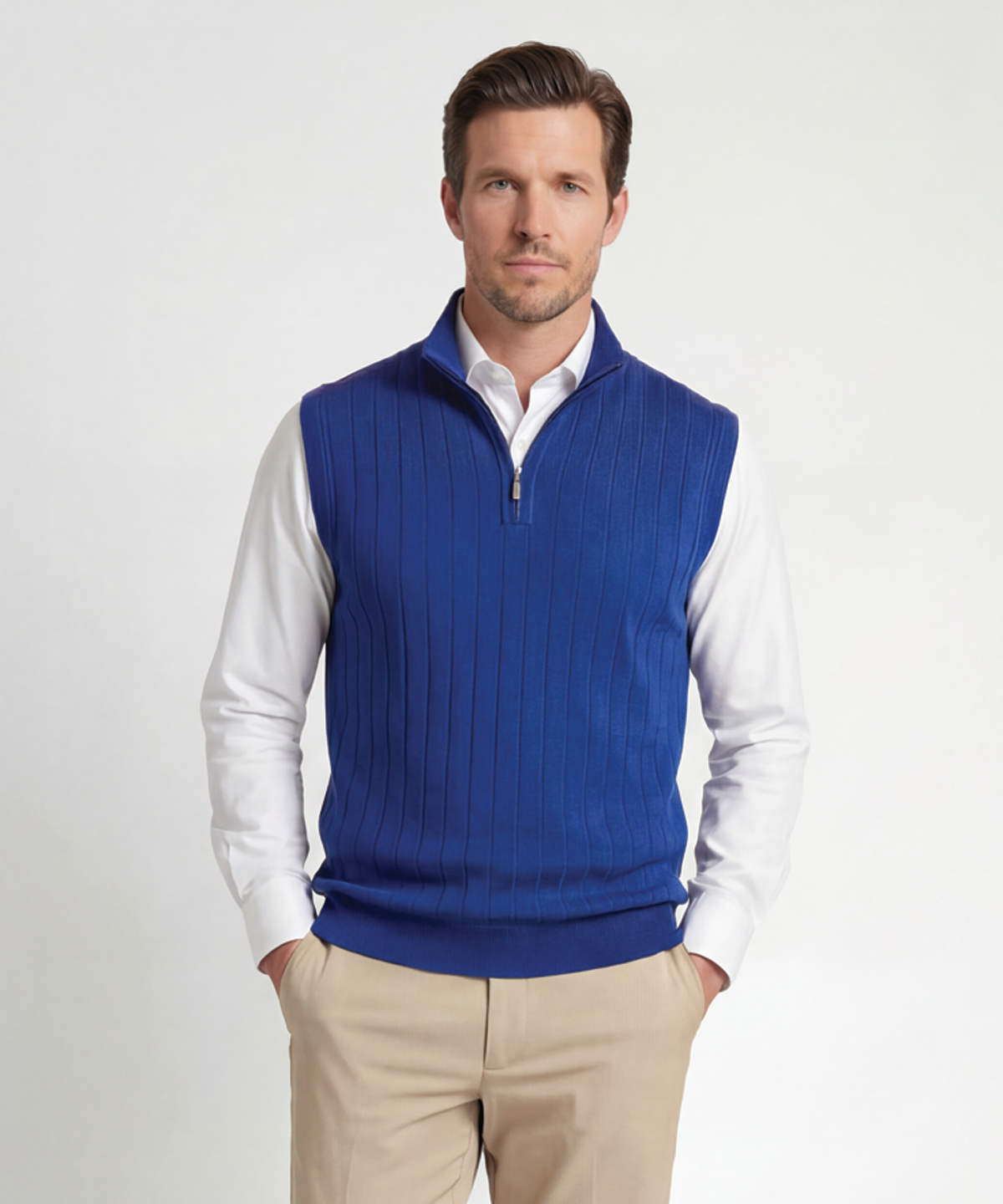 Signature Merino Quarter-Zip Mock Neck Vest