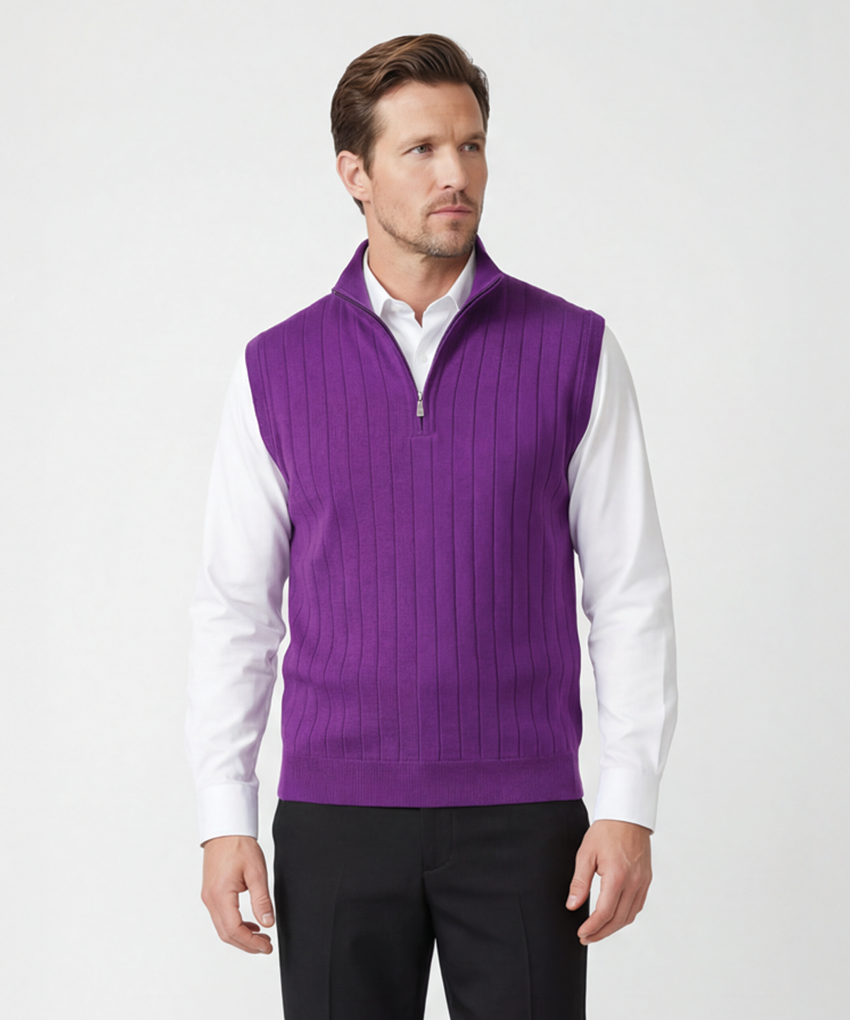 Signature Merino Quarter-Zip Mock Neck Vest