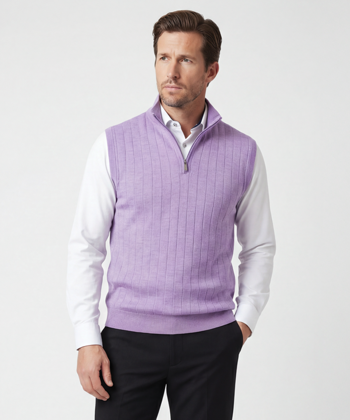 Signature Merino Quarter-Zip Mock Neck Vest