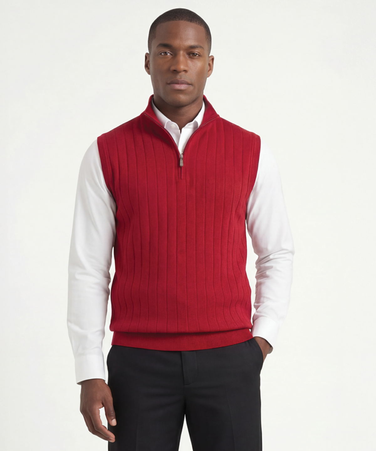 Signature Merino Quarter-Zip Mock Neck Vest