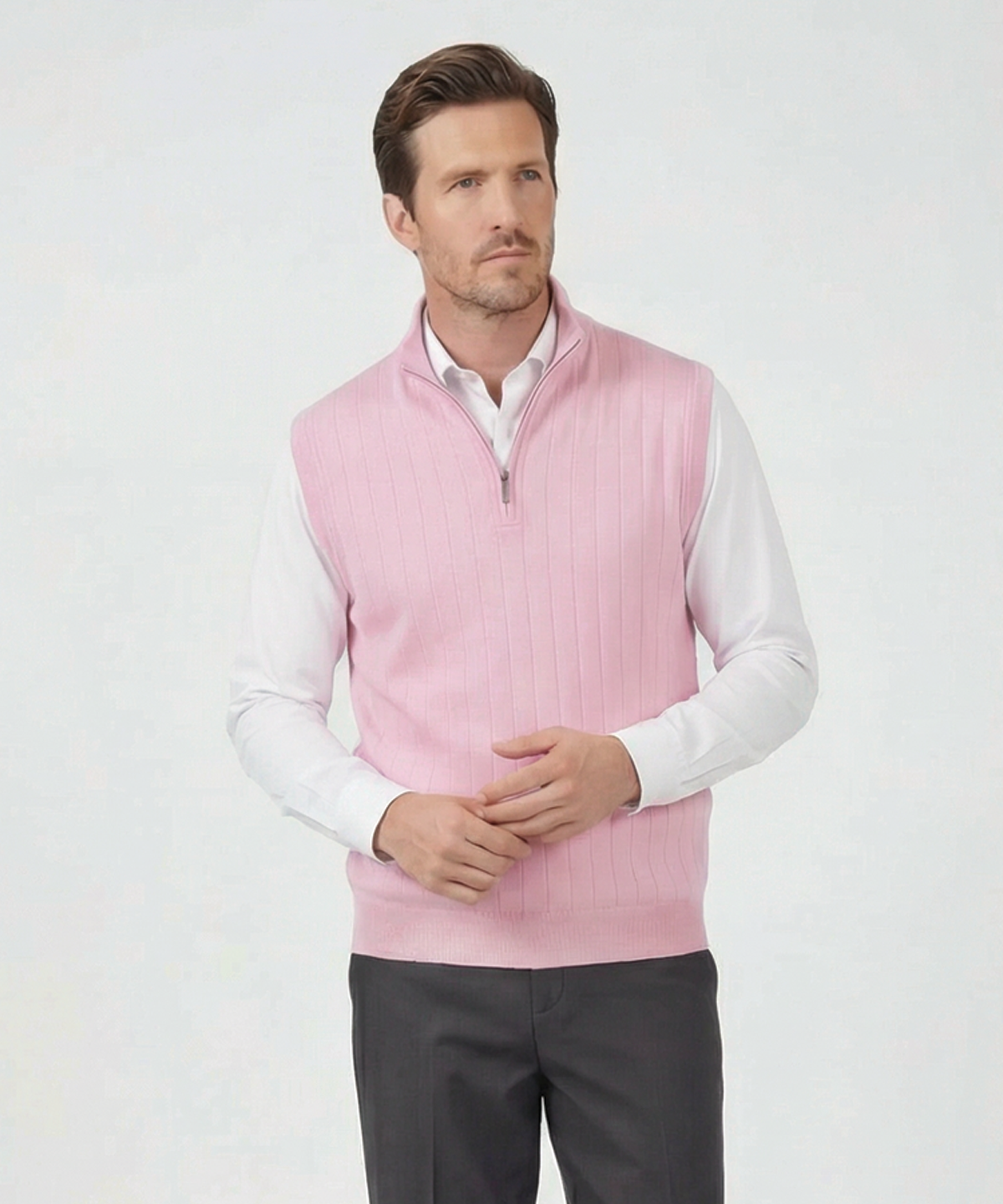 Signature Merino Quarter-Zip Mock Neck Vest