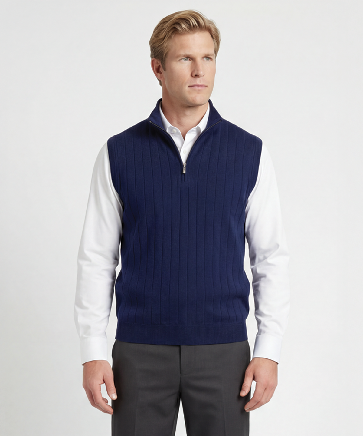 Signature Merino Quarter-Zip Mock Neck Vest
