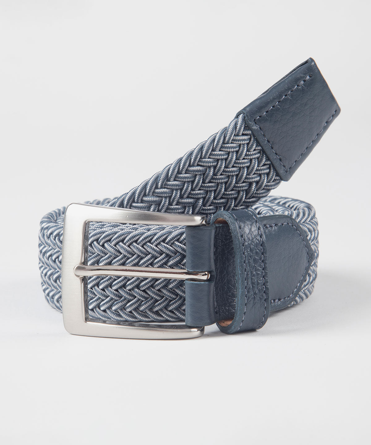 Stretch Belt with Calf Skin Tabs and Brushed Nickle Buckle